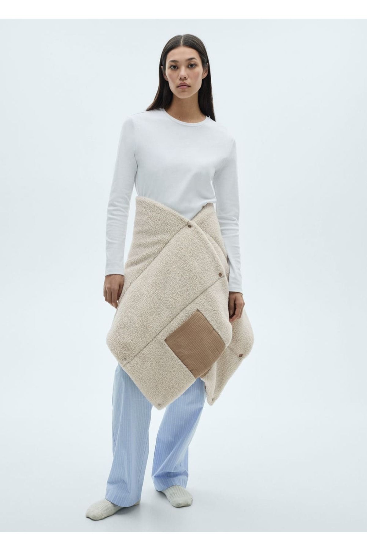 MANGO Woman-Fur Coat with Buttons 5