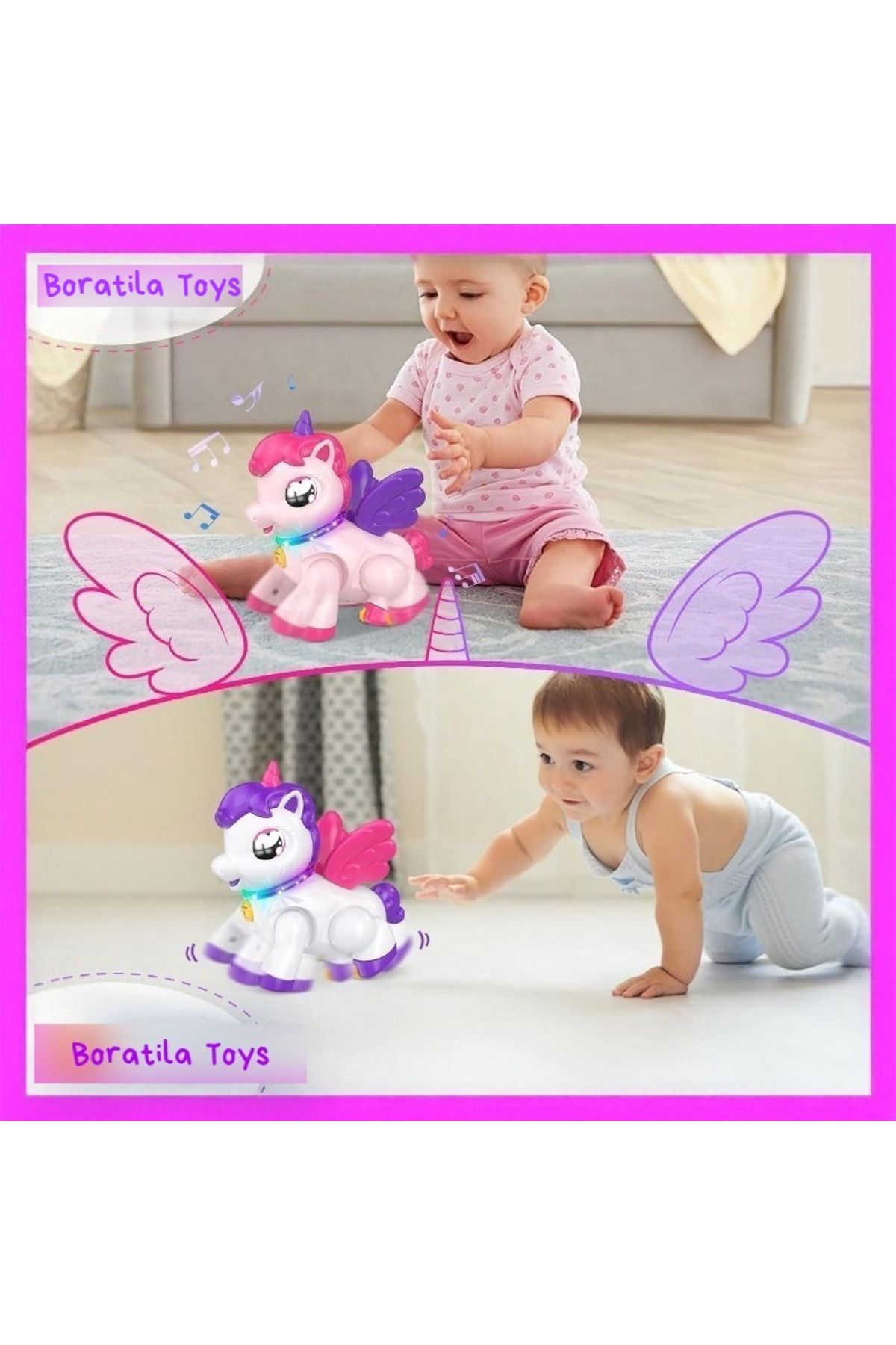 Boratila Toys Emeklemeye Yardımcı Müzikli Işıklı Unicorn Figürlü Oyuncak