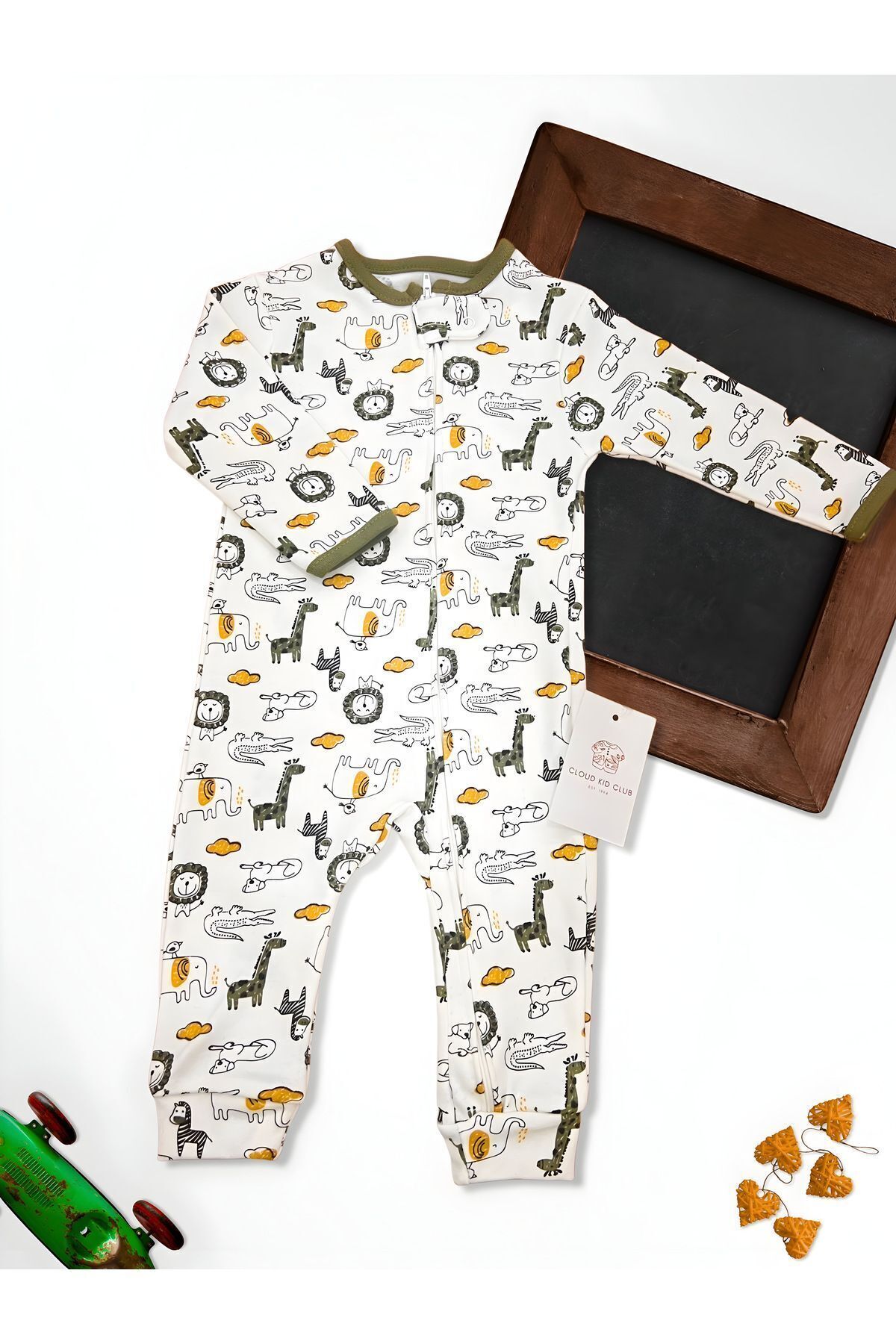 cloudkidclub Sevimli Safari %100 Doğal Pamuk Özel Kumaş 3'lü Bebek Tulum 0-18 Ay (ERKEK/KIZ) fotoğrafı 6 (önizleme)