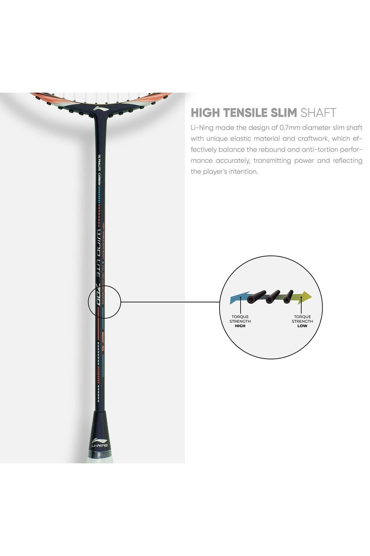 Li-Ning-Wind Lite 700 Carbon Fiber Strung Badminton Racket with Free Cover(Purple/Peach,Set of 1) 2