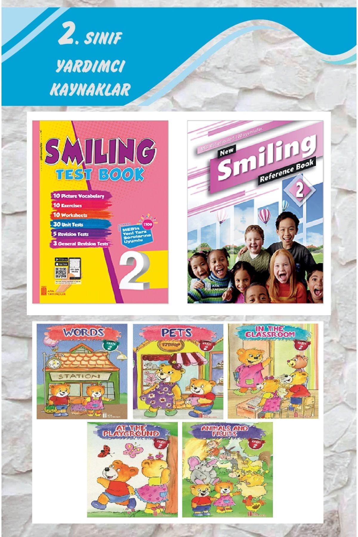 Özgün Yayınları 2.Sınıf Smiling Test Book +New Smiling Reference Book (2'liİ Set)+ 5 li Hikaye Seti Ata Yayıncılık