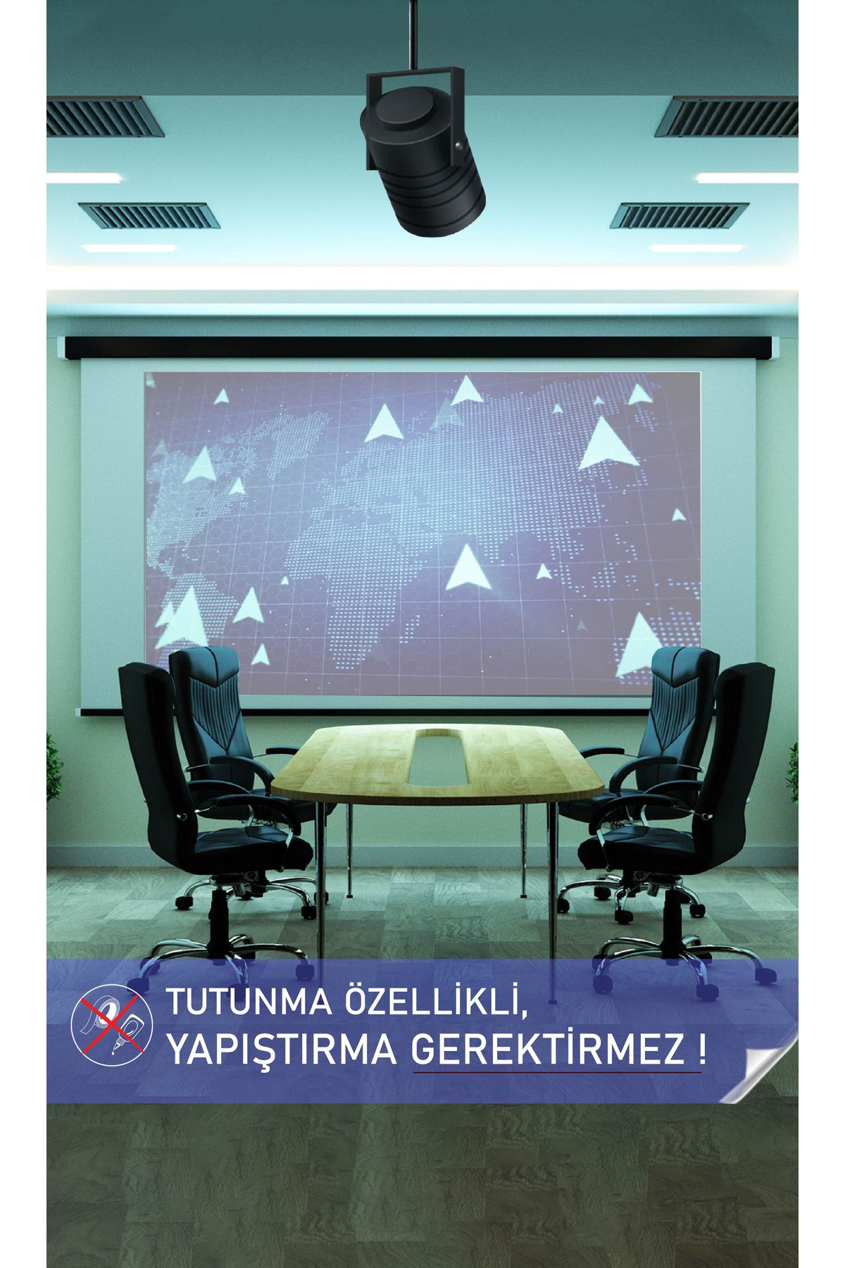 Akıllı Kağıt Statik Kağıt Projeksiyon Perdesi Alana Yazı Tahtası Hediyeli 150 x 250cm