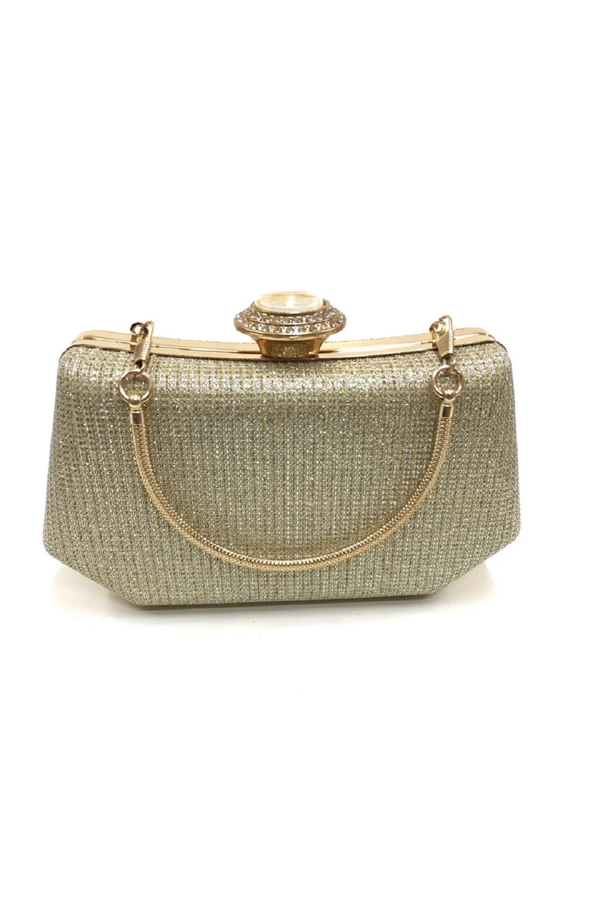 ZEYYMODA Kadın Abiye Çanta Vintage Cupra Altın Gece Çantası