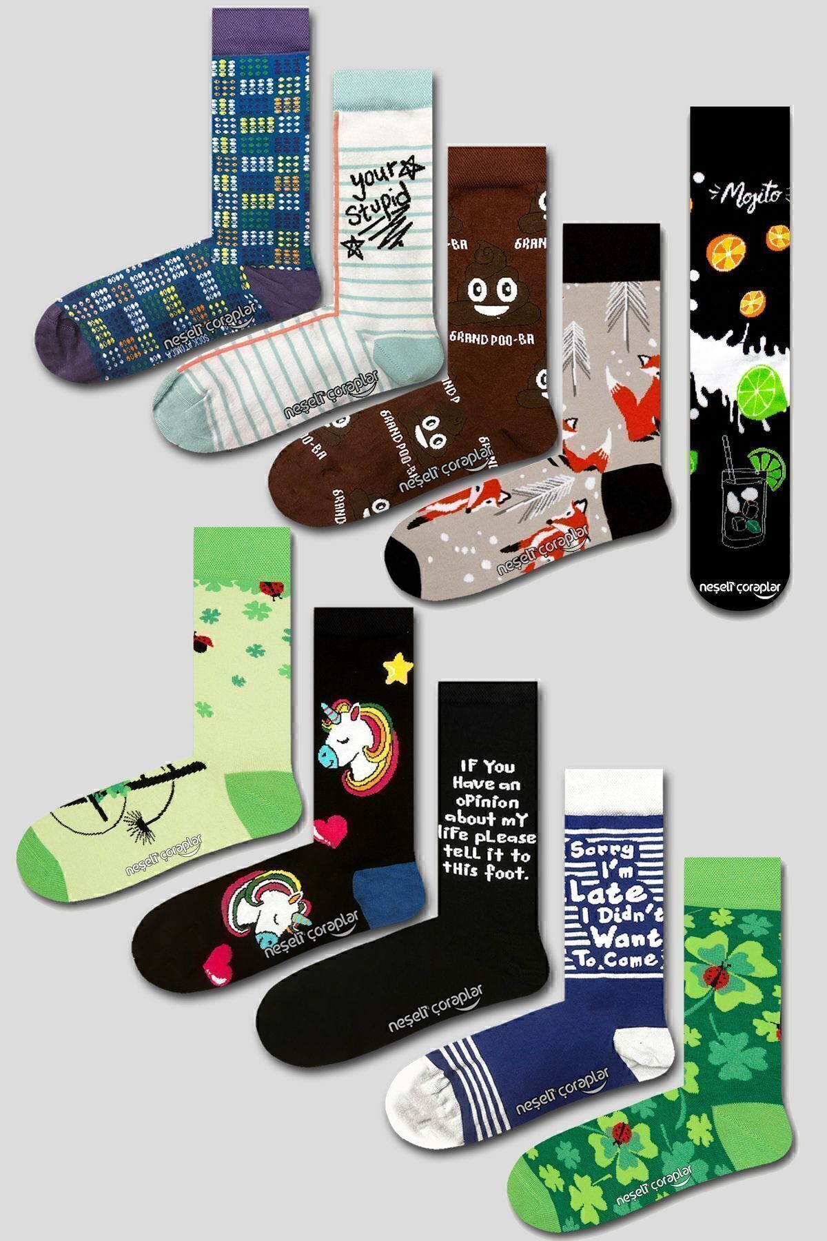 Neşeli Çoraplar  Gizemli Süpriz Kutu 12'li Mix Karma Desenli Çorap Seti - Görsel 6