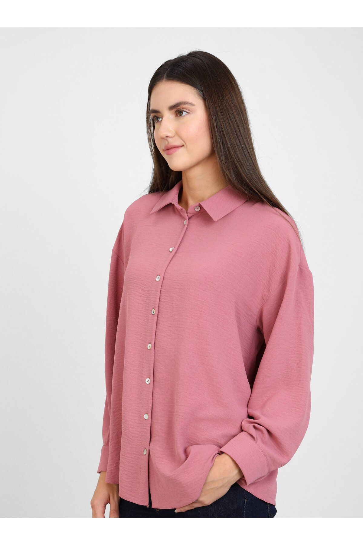 Refka-Aerobin Button Detailed Blouse / Shirt - Dark Rose - Refka 2