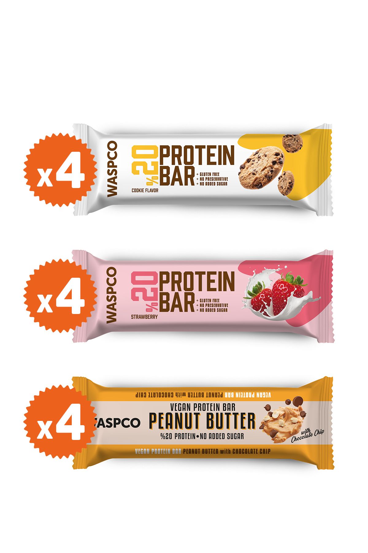 Waspco Protein Bar Karma Kutu 12 Adet (3 ÇEŞİT)