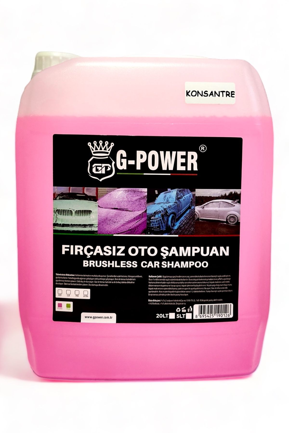 G POWER Fırçasız Cilalı Oto Şampuanı 1/60 Konsantre 5 KG Eko