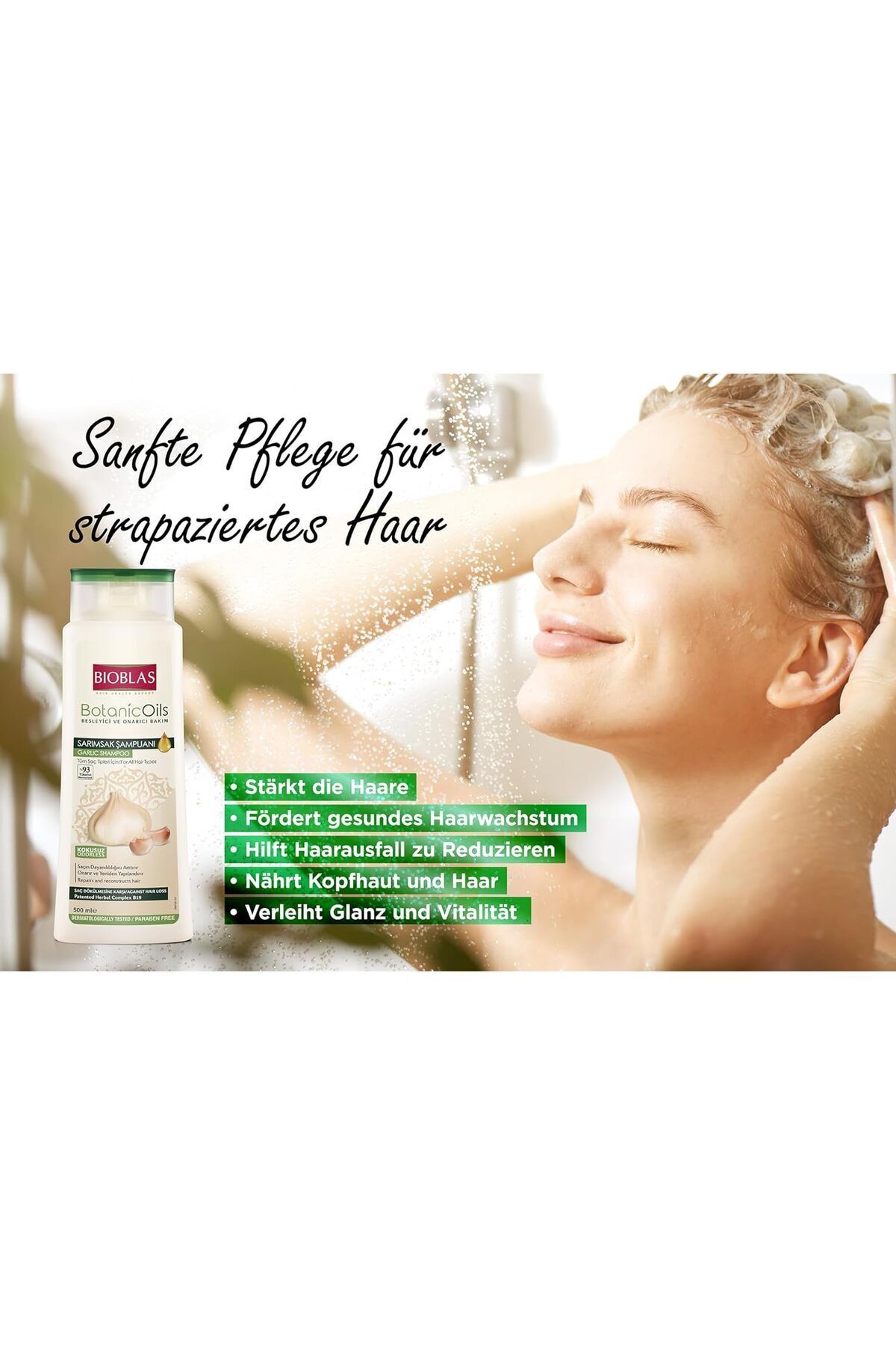 Bioblas-Knoblauch 500 ml Bioblas – Geruchlos- und Anti-Haarausfall-Shampoo 1