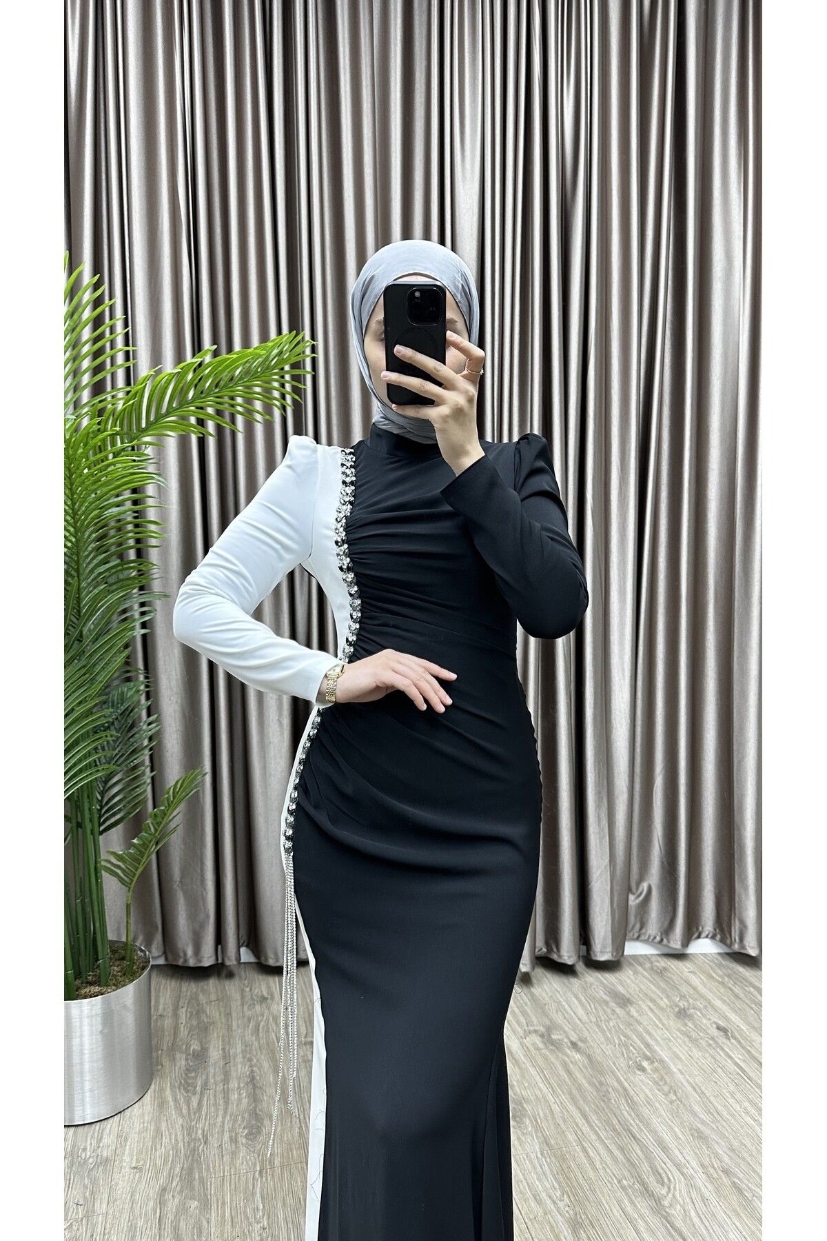 MERA outlet-Irem Fish Hijab Evening Dress 1