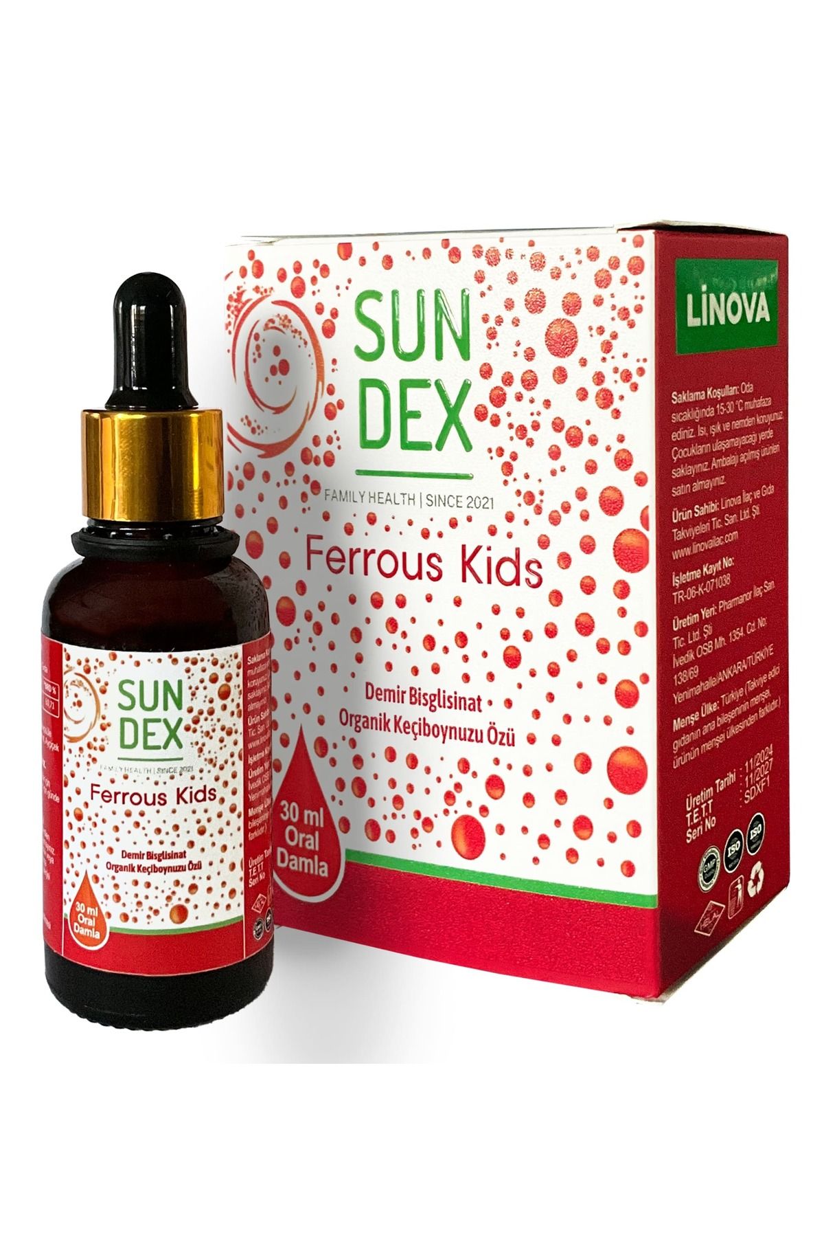 Sun Dex Family Health Since 2021 Ferrous Kids Demir Bisglisinat 30 ml Damla