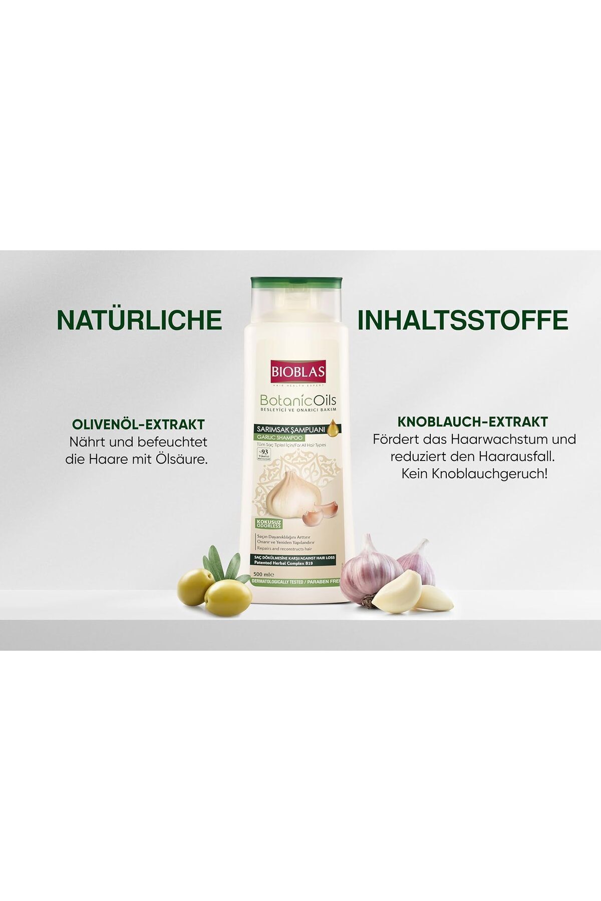 Bioblas-Knoblauch 500 ml Bioblas – Geruchlos- und Anti-Haarausfall-Shampoo 4