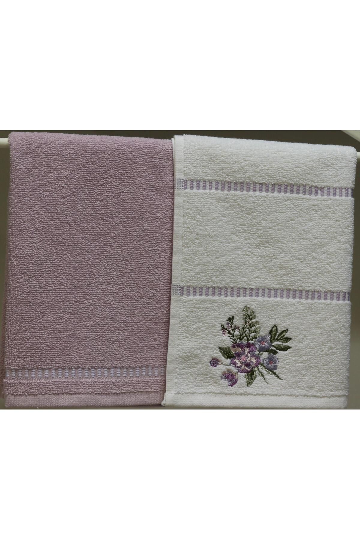 Ender Home-Tulip Embroidered 35x50 Gift Towel Set - Hand Face Kitchen Pecket 2 Pieces 4