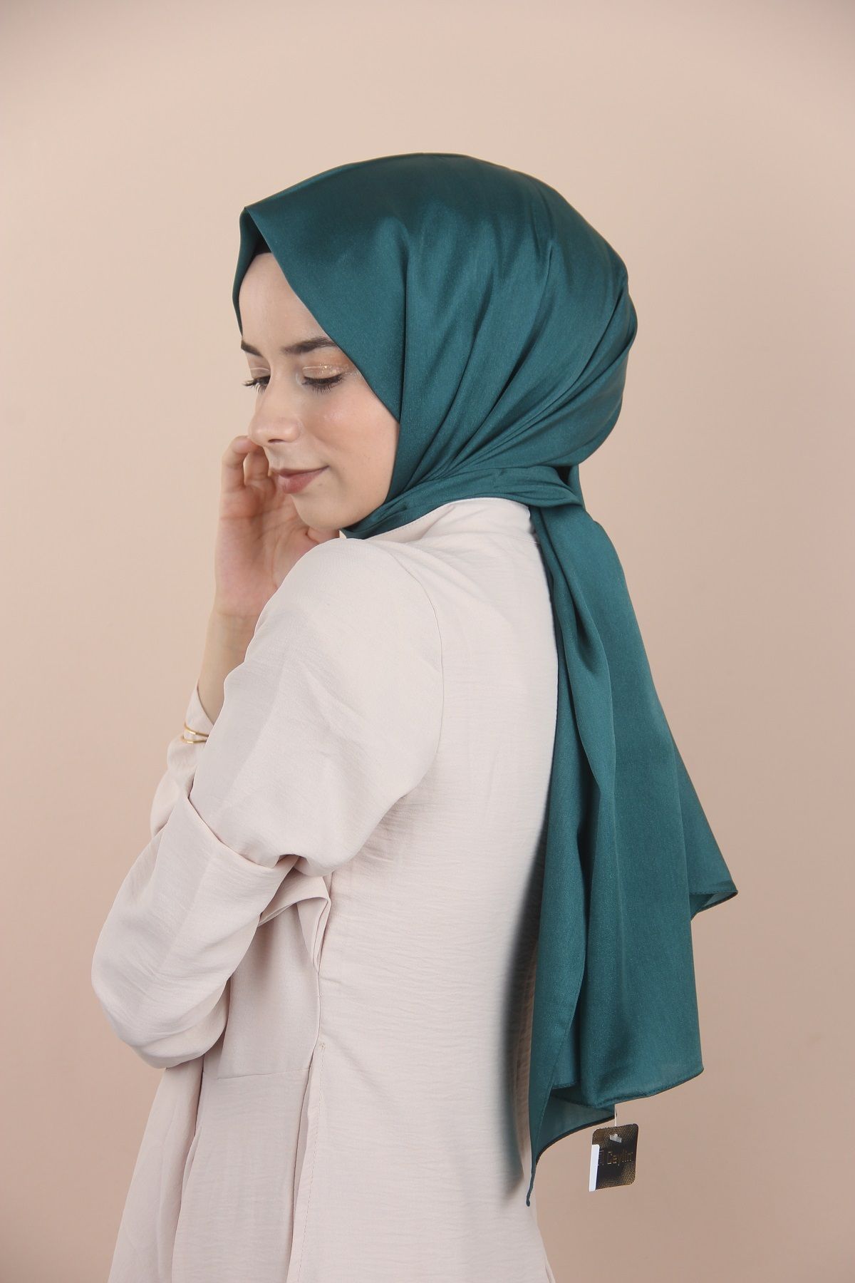 Siyane-Petrol Green Siyane Scarf Crystal Shawl 4