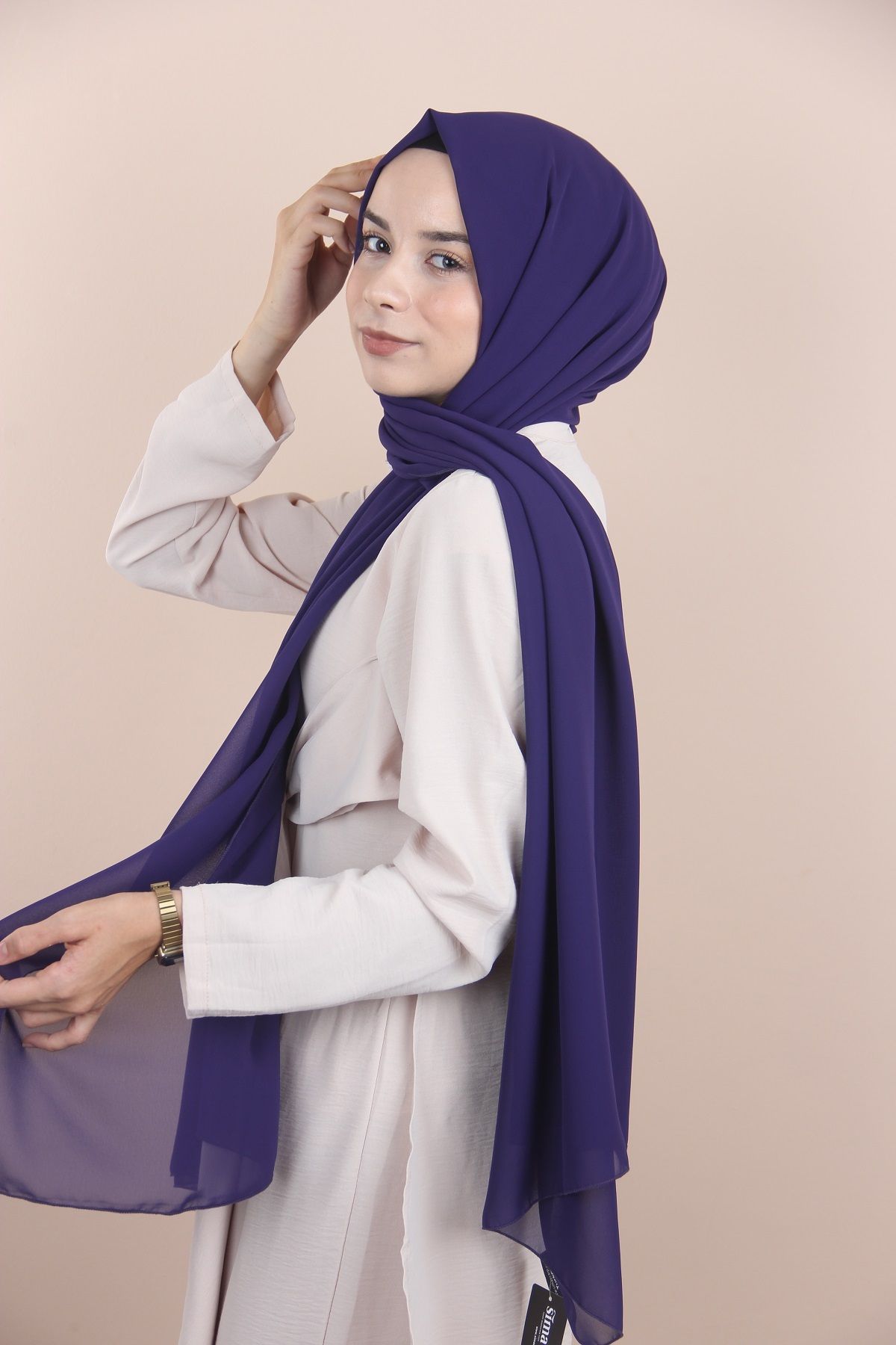Sima-Dark Purple Sima Chiffon Shawl 2