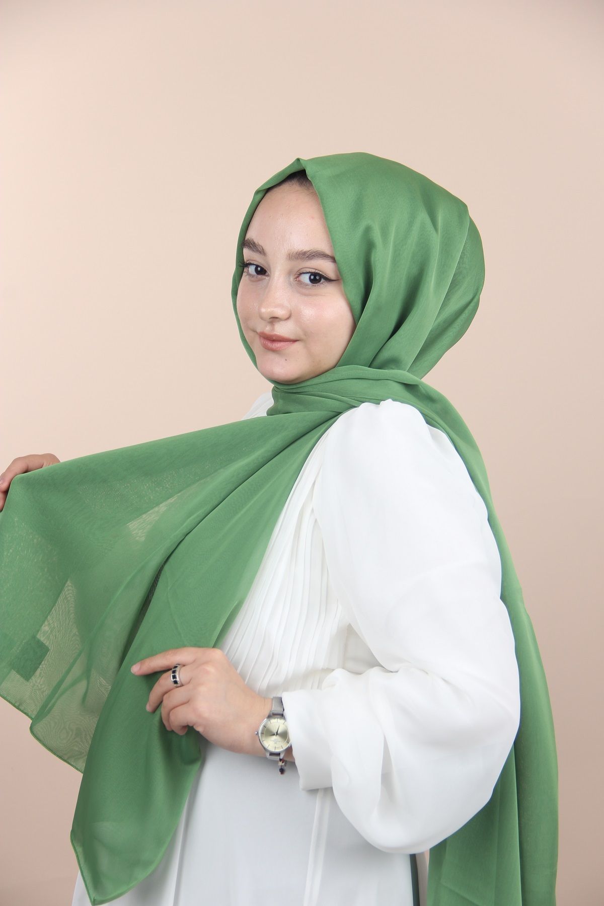 Sima-Kelly Green-267 Chiffon Shawl with Sima Janjan 1