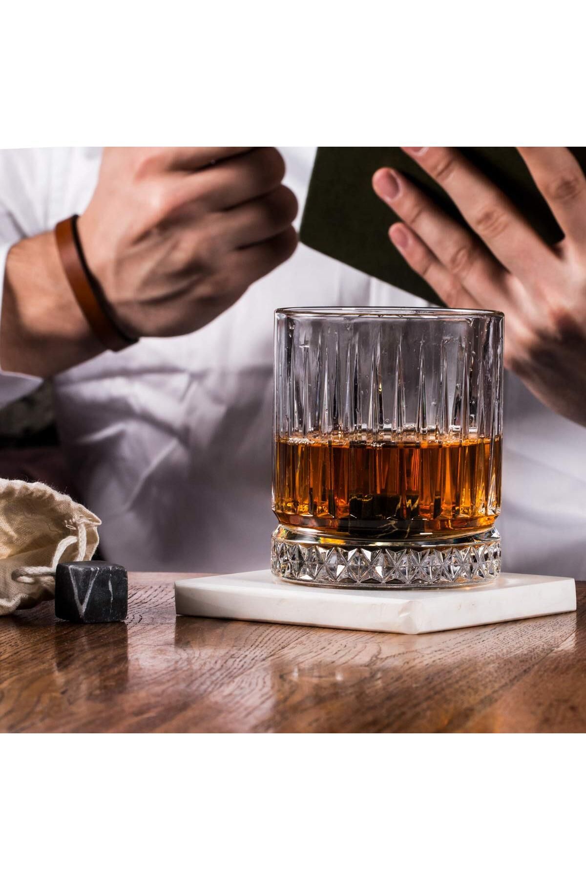 Hediyesepeti-Großes Glas und 12 Marmor-Whiskey-Steine – Exklusives Whisky-Geschenkset mit Samtbeutel, Geschenk für Väter 4