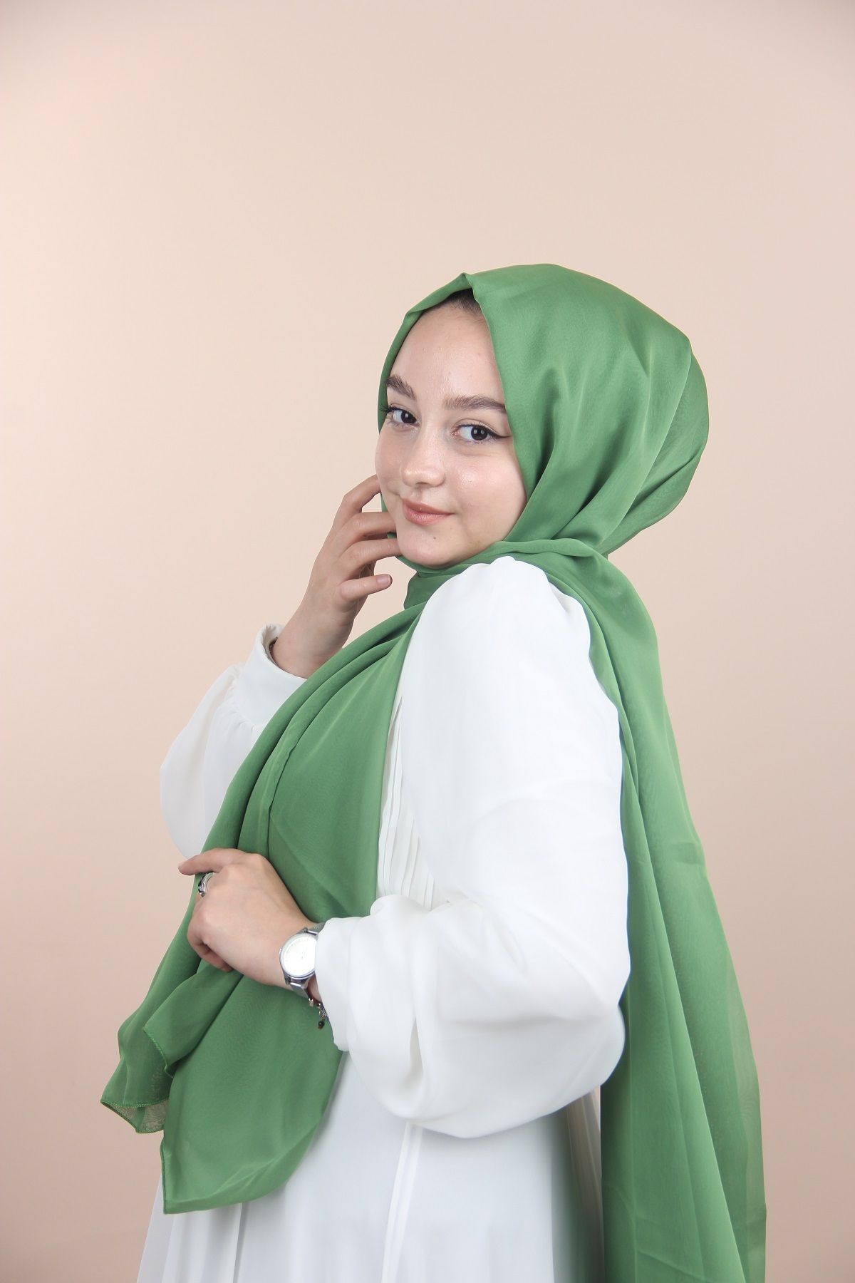 Sima-Kelly Green-267 Chiffon Shawl with Sima Janjan 3