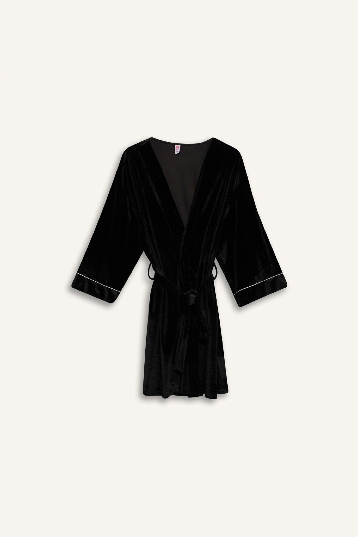 DeFacto-Velvet Dressing Gown - Regular Fit, Wrap Neck, Half Sleeve D6447Ax24Wn 7