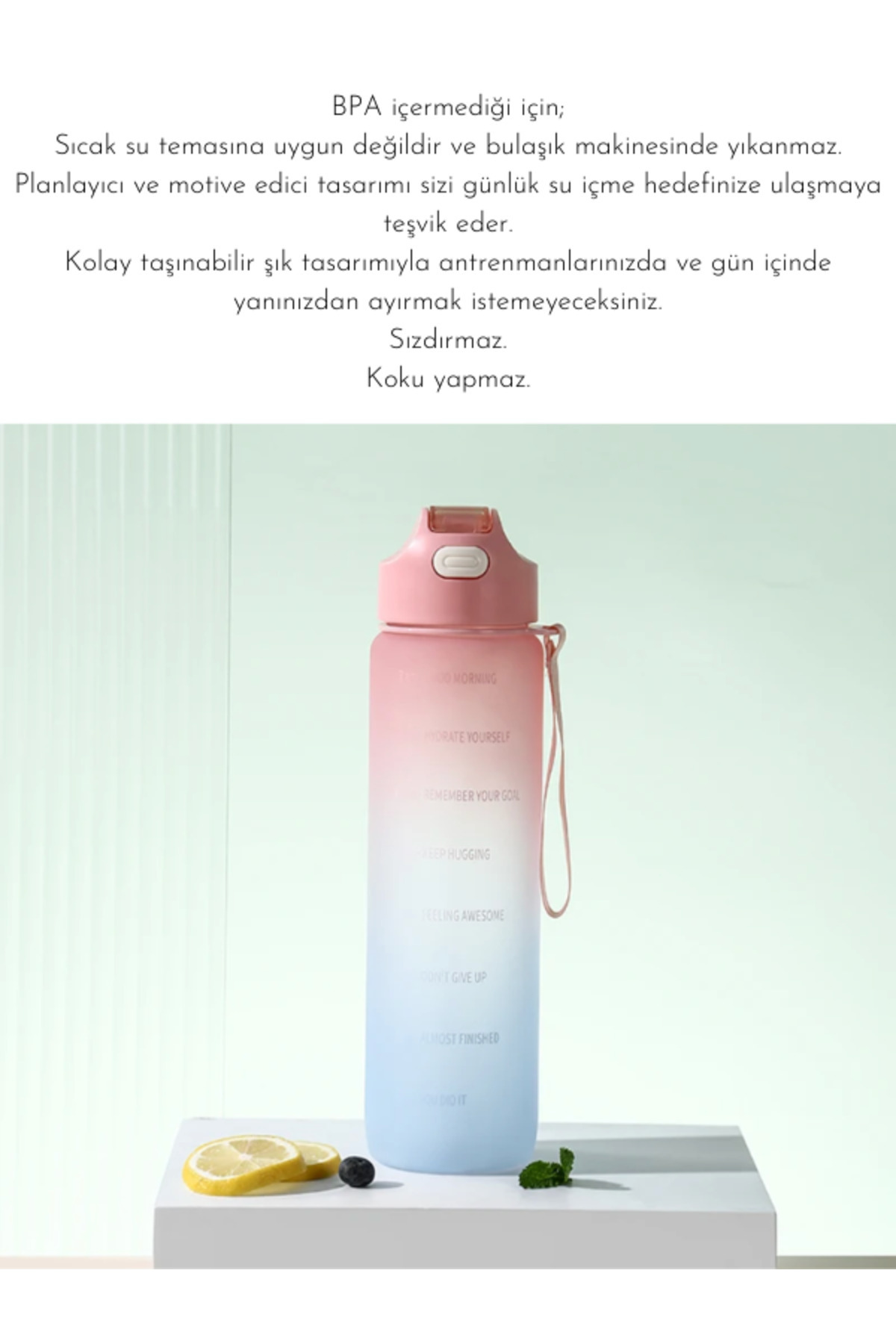fitmart-'' Superior 1'' - 1 Liter Motivated Tritan Water Bottle Sports Flask - Bpa Free 2