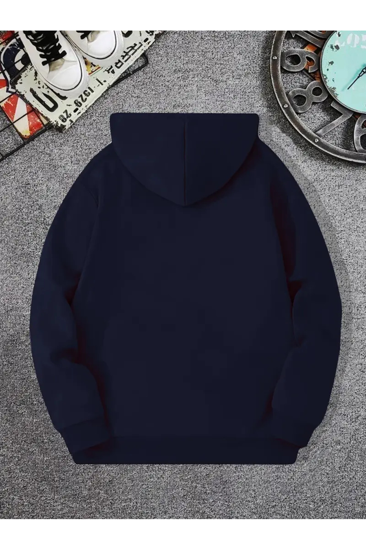 Pink Sky baskılı siyah oversize kapşonlu sweatshirt hoodie görsel 2