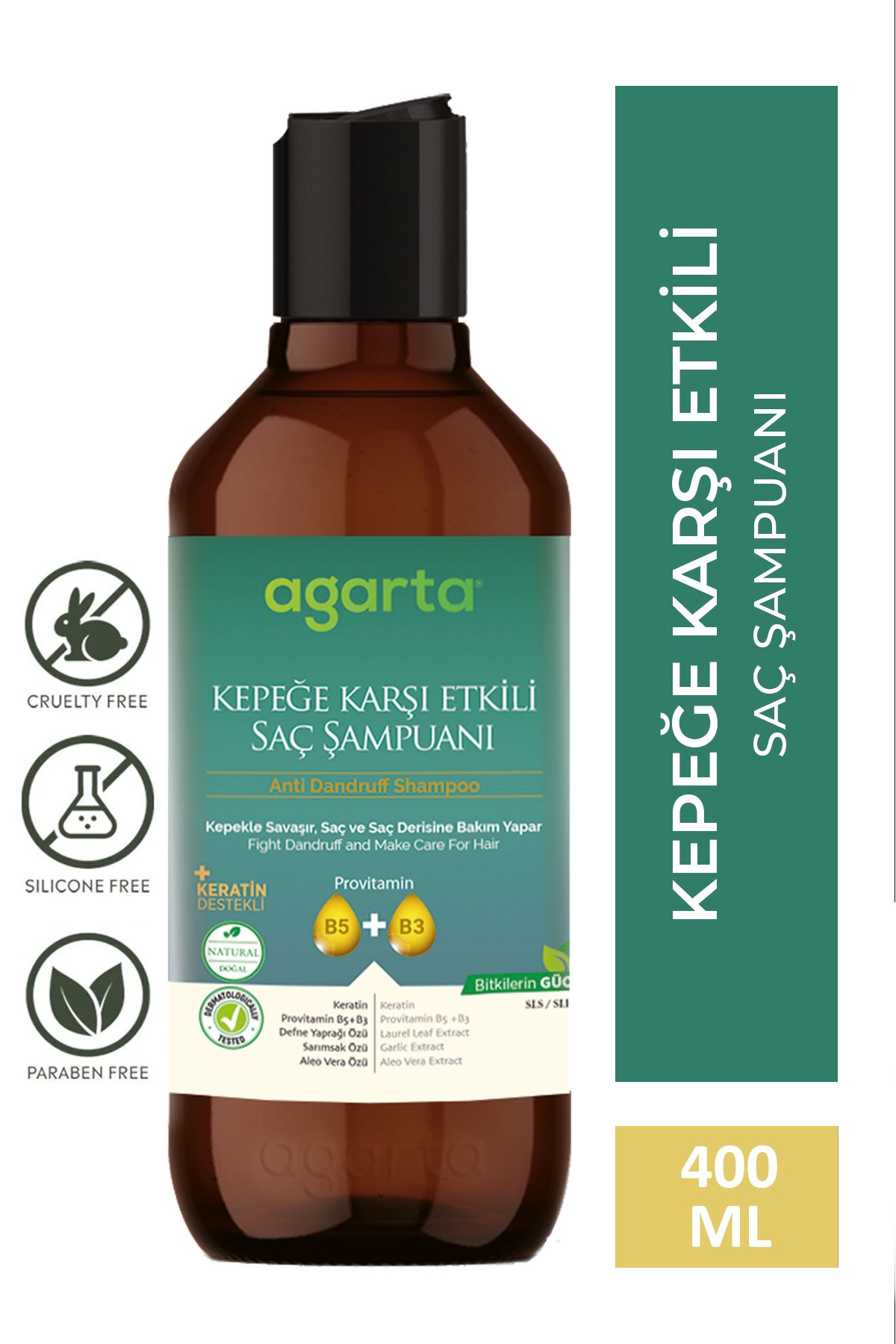 Agarta Doğal Kepeğe Karşı Etkili Şampuan 400 ml (VEGAN,TUZSUZ)-1