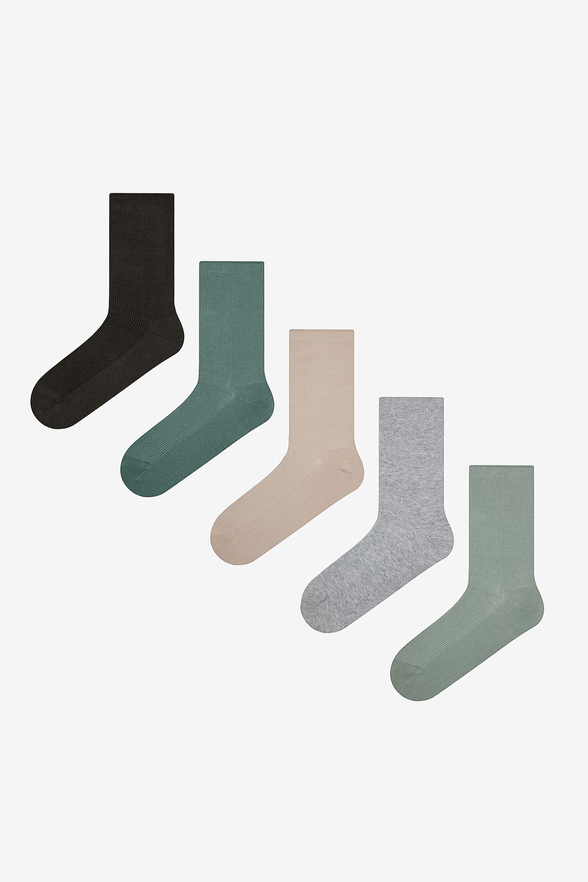 Penti-Basic Rib 5-Piece Green Multicolored Socks 1