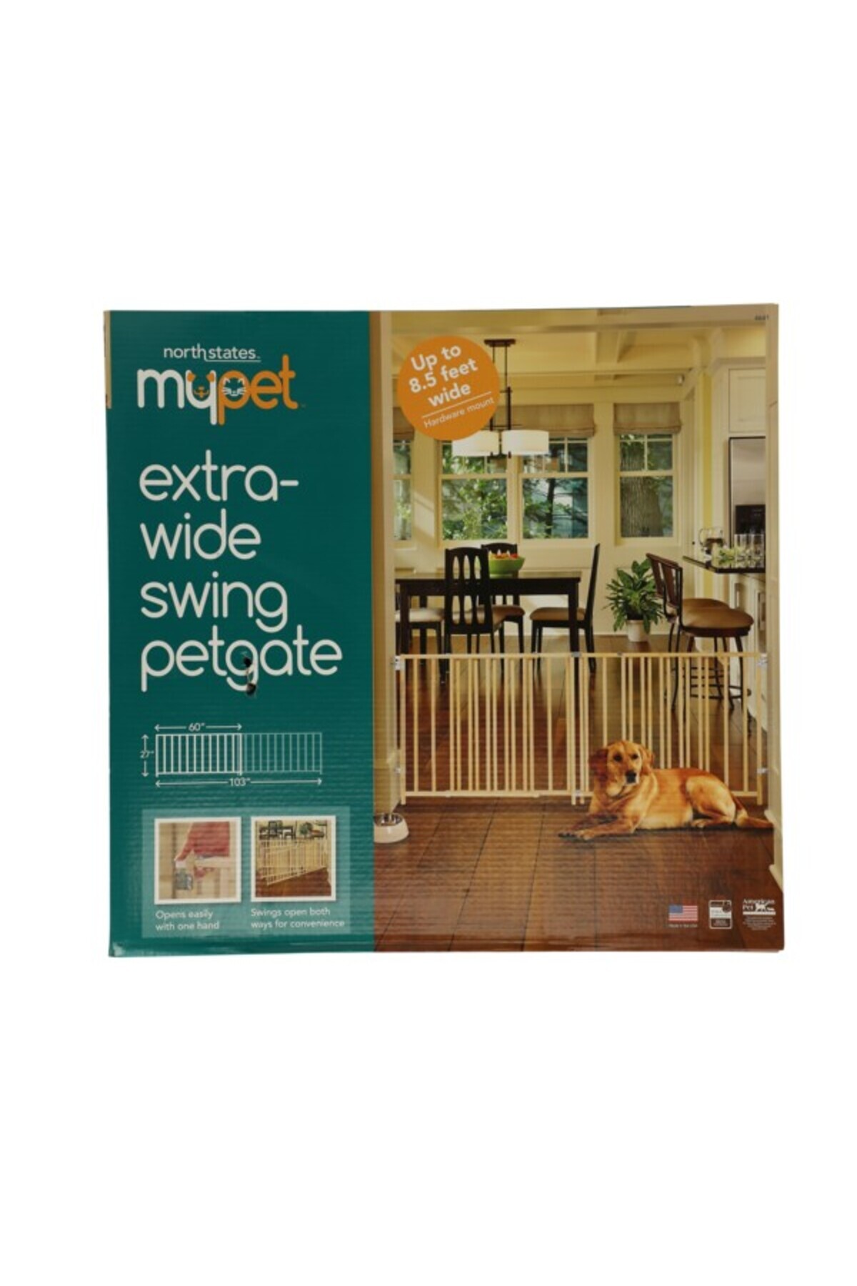 North States-Extra-Wide Swing Pet Gate 60-103inch 3