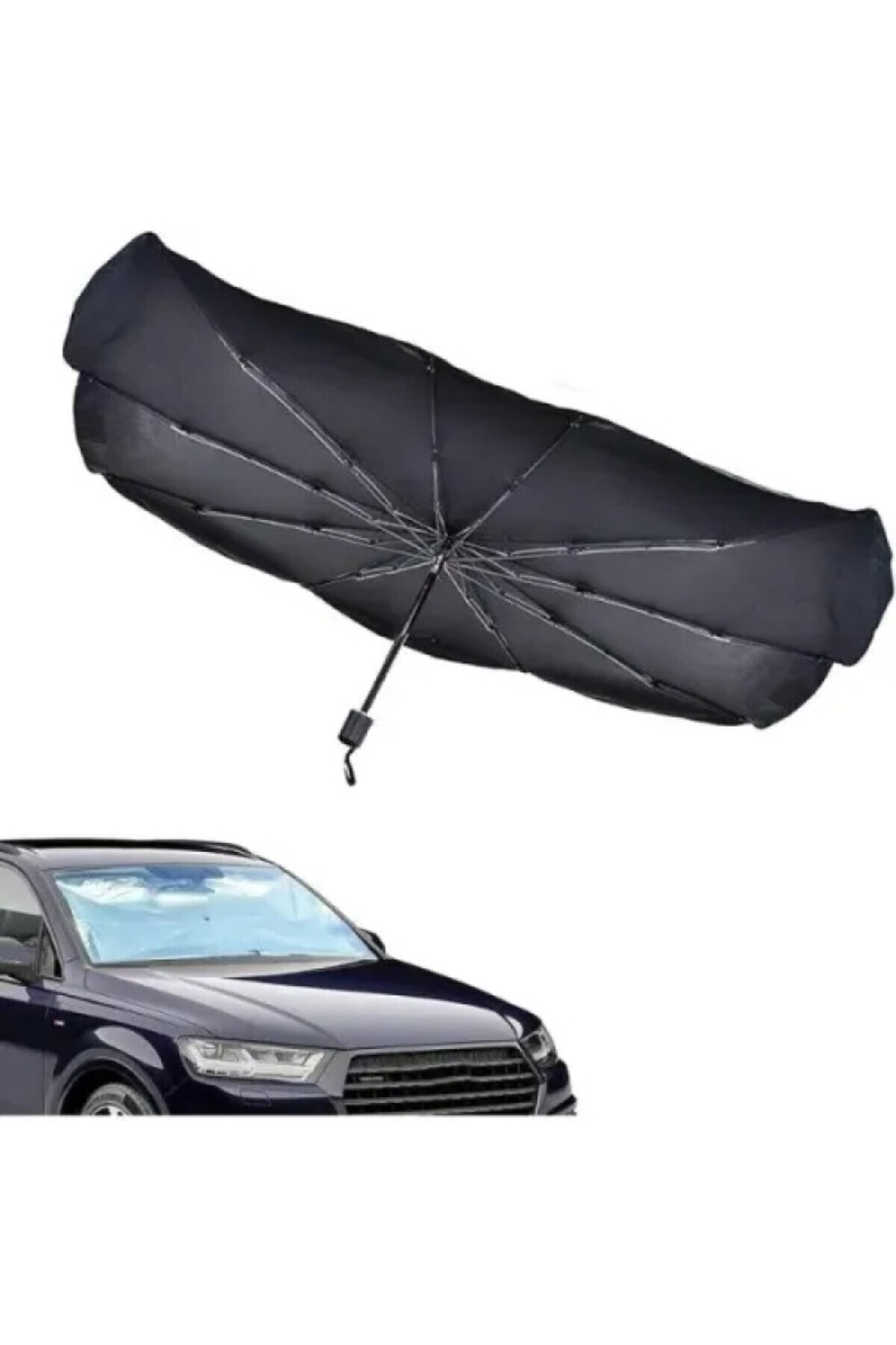 Genel Markalar Siyah Araba Ön Cam Güneşlik Şemsiye, Güneş Koruyucu, Kolay Takılır, Pratik ve Şık