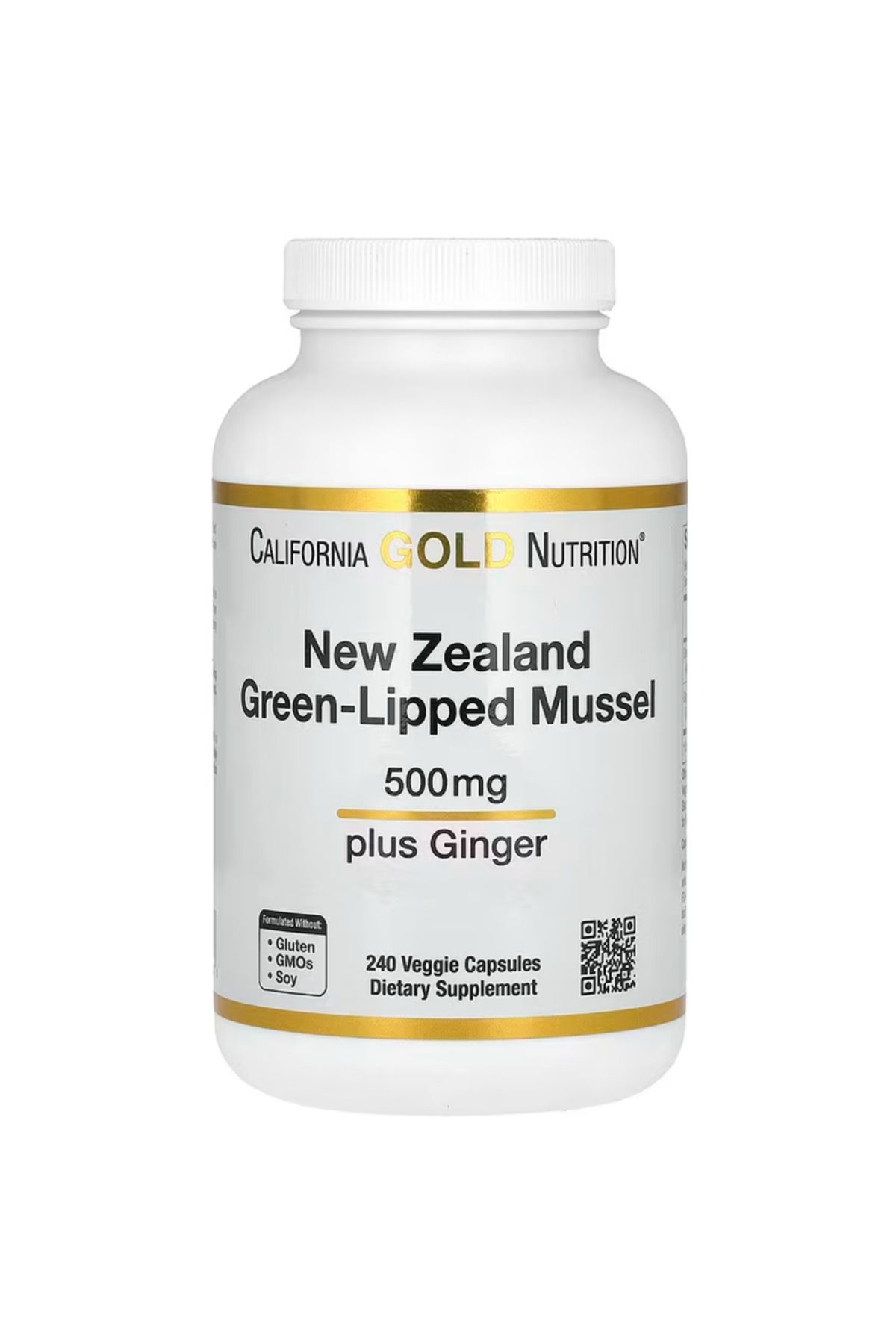 California Gold Nutrition , New Zealand Green-Lipped Mussel Plus Ginger, 500 Mg, 240 Veggie Capsules vr4434