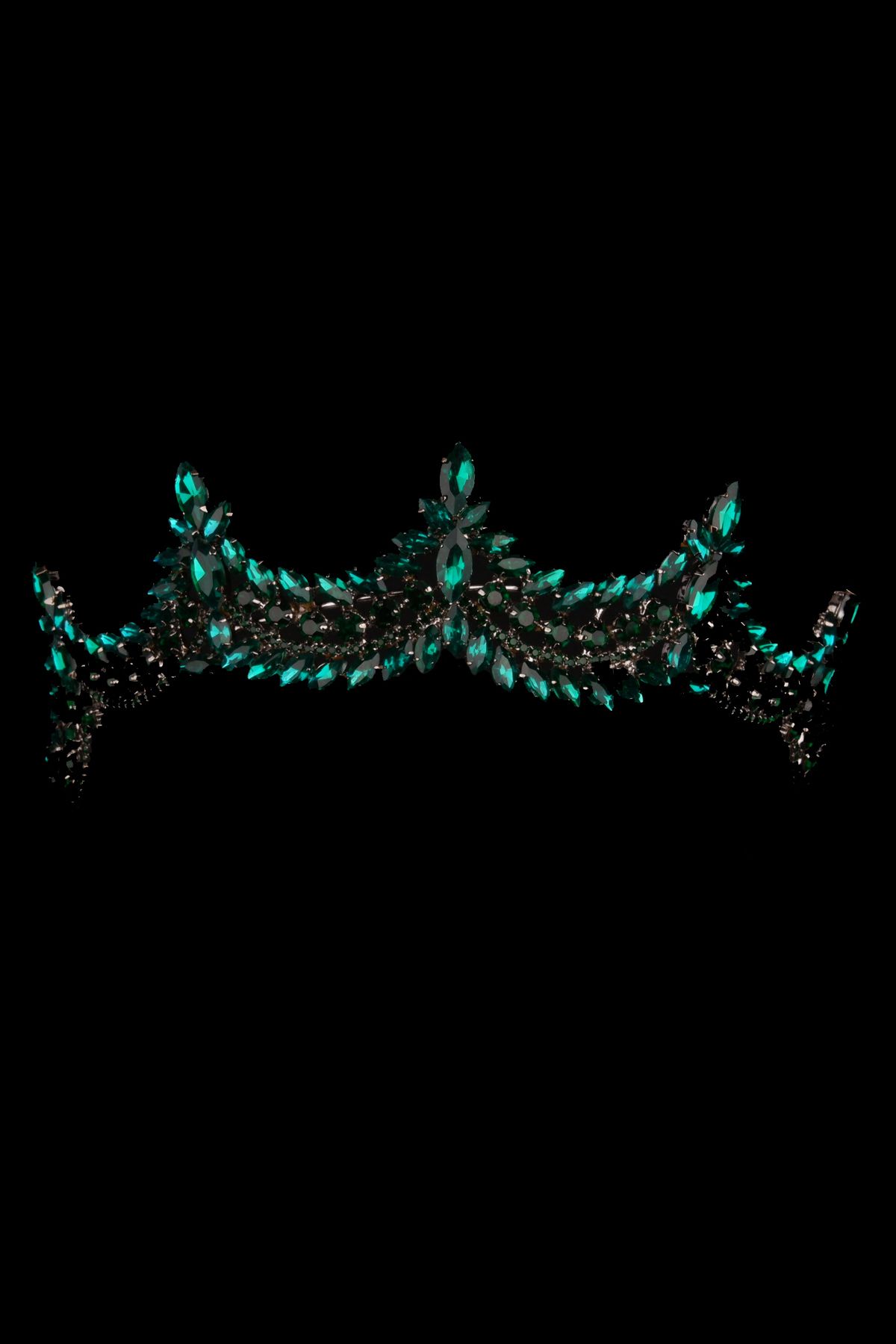 Hayalperest boncuk-Crystal Rhinestone Shiny Bridal Princess Crown for Henna Night Queen Costume Crown Green 6