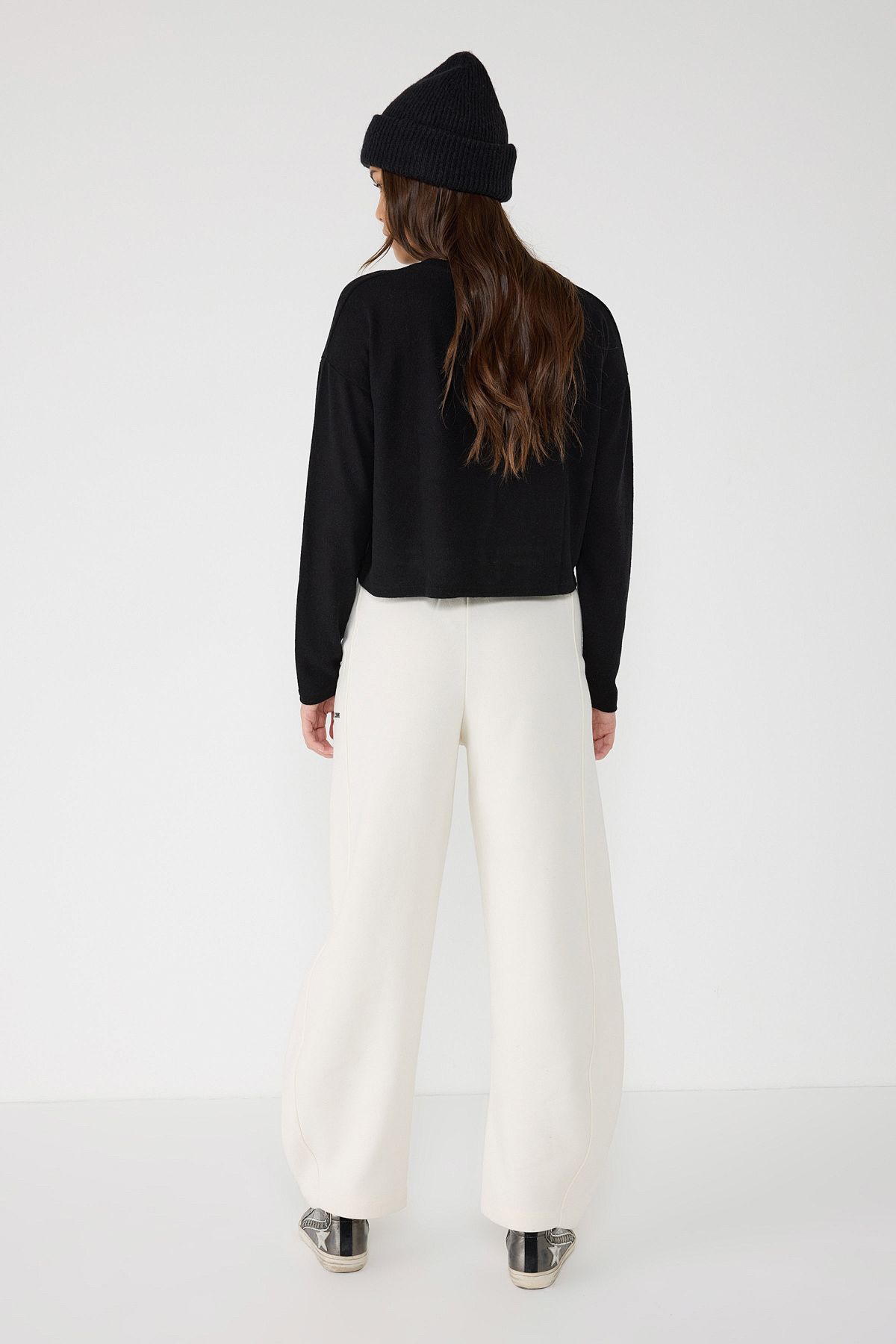 No Matter What-Ecru High-Waisted Wide Leg Sweatpants with Detailed Writing 6