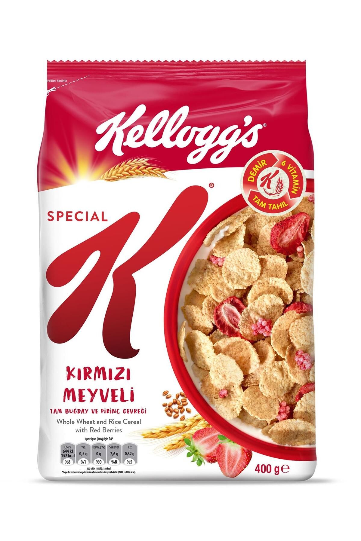 Kellogg's Special K Kırmızı Meyveli Kahvaltılık Tam Buğday Ve Pirinç Gevreği 400 Gr,tam Tahıllı