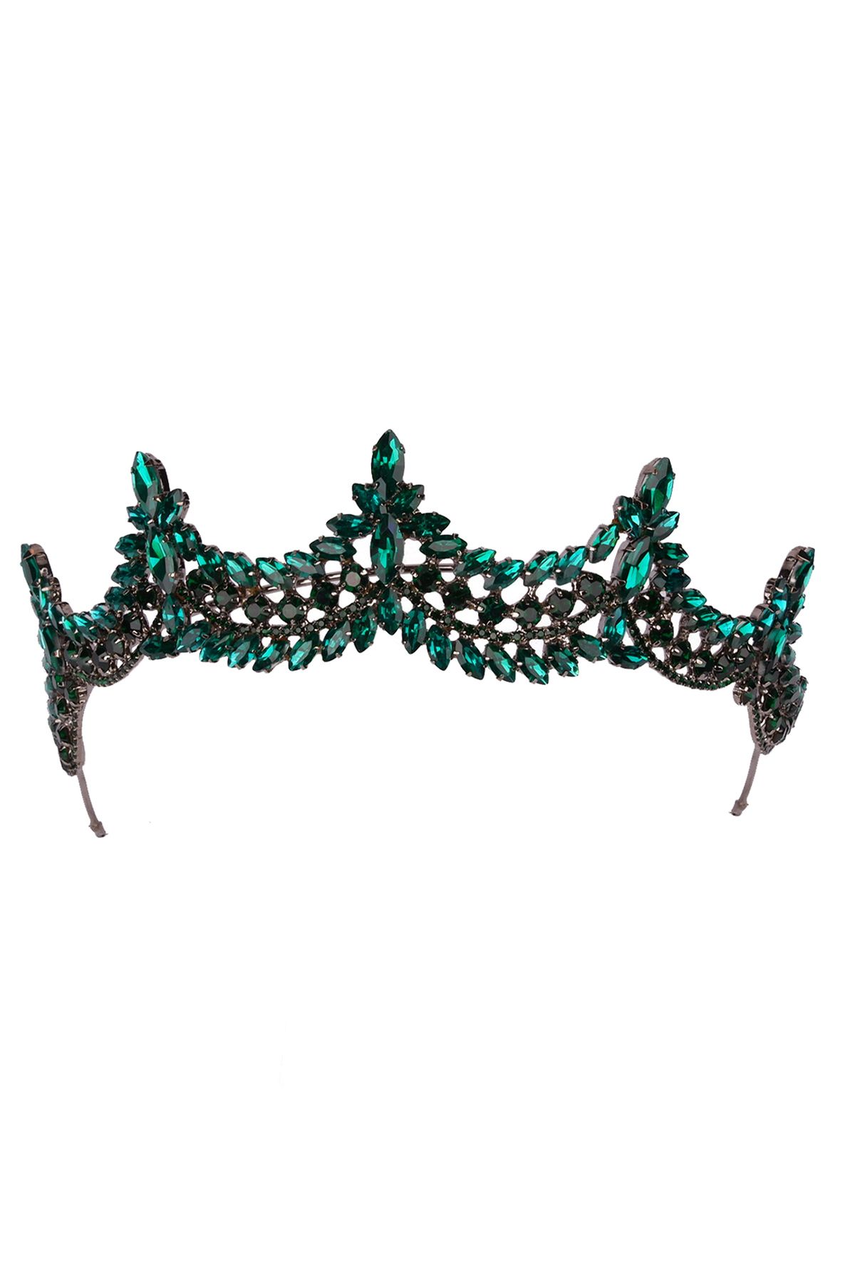 Hayalperest boncuk-Crystal Rhinestone Shiny Bridal Princess Crown for Henna Night Queen Costume Crown Green 8