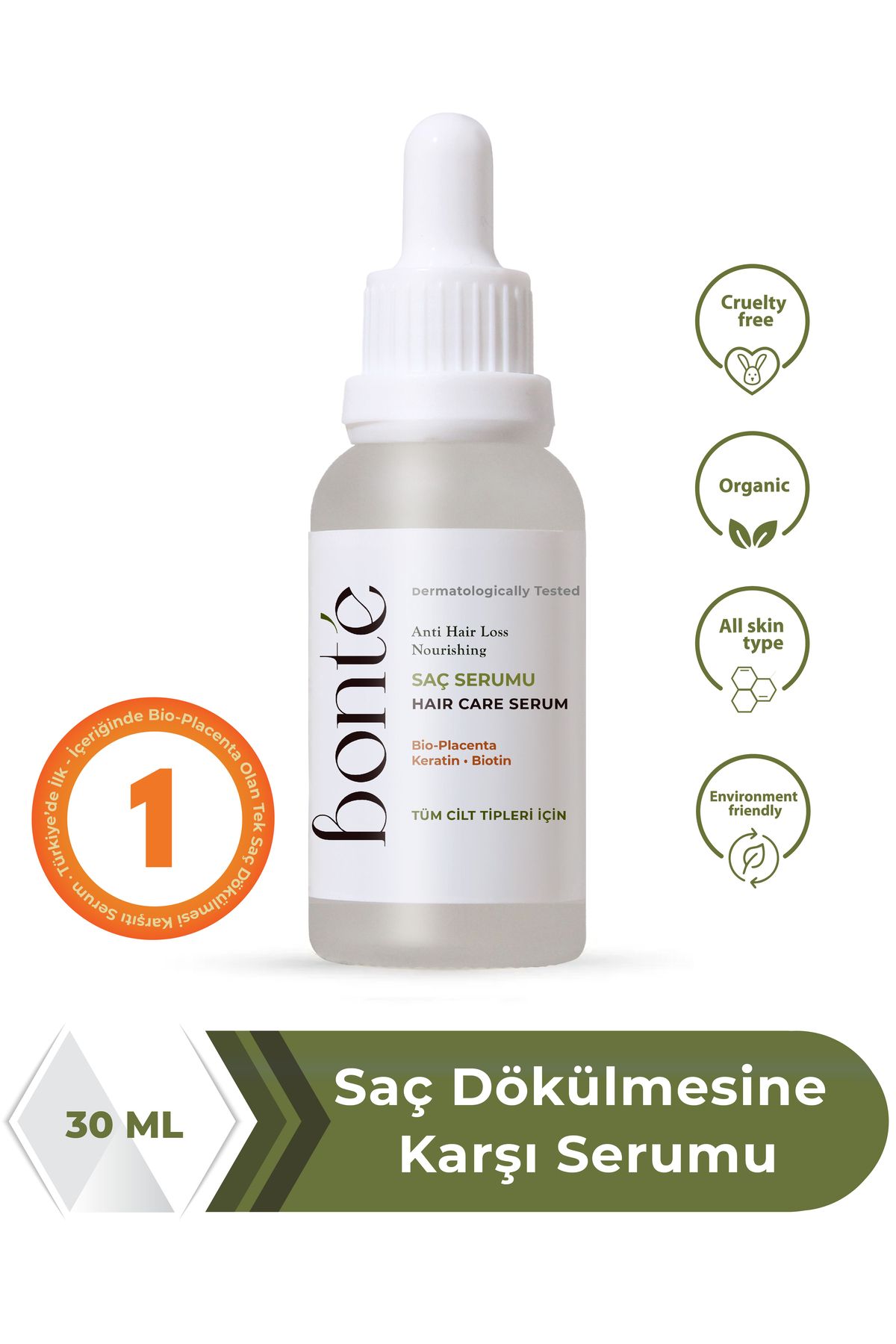 BONTE Saç Dökülmesine Karşı Saç Bakım Serumu (BİO-PLACENTA) 30 ml-1