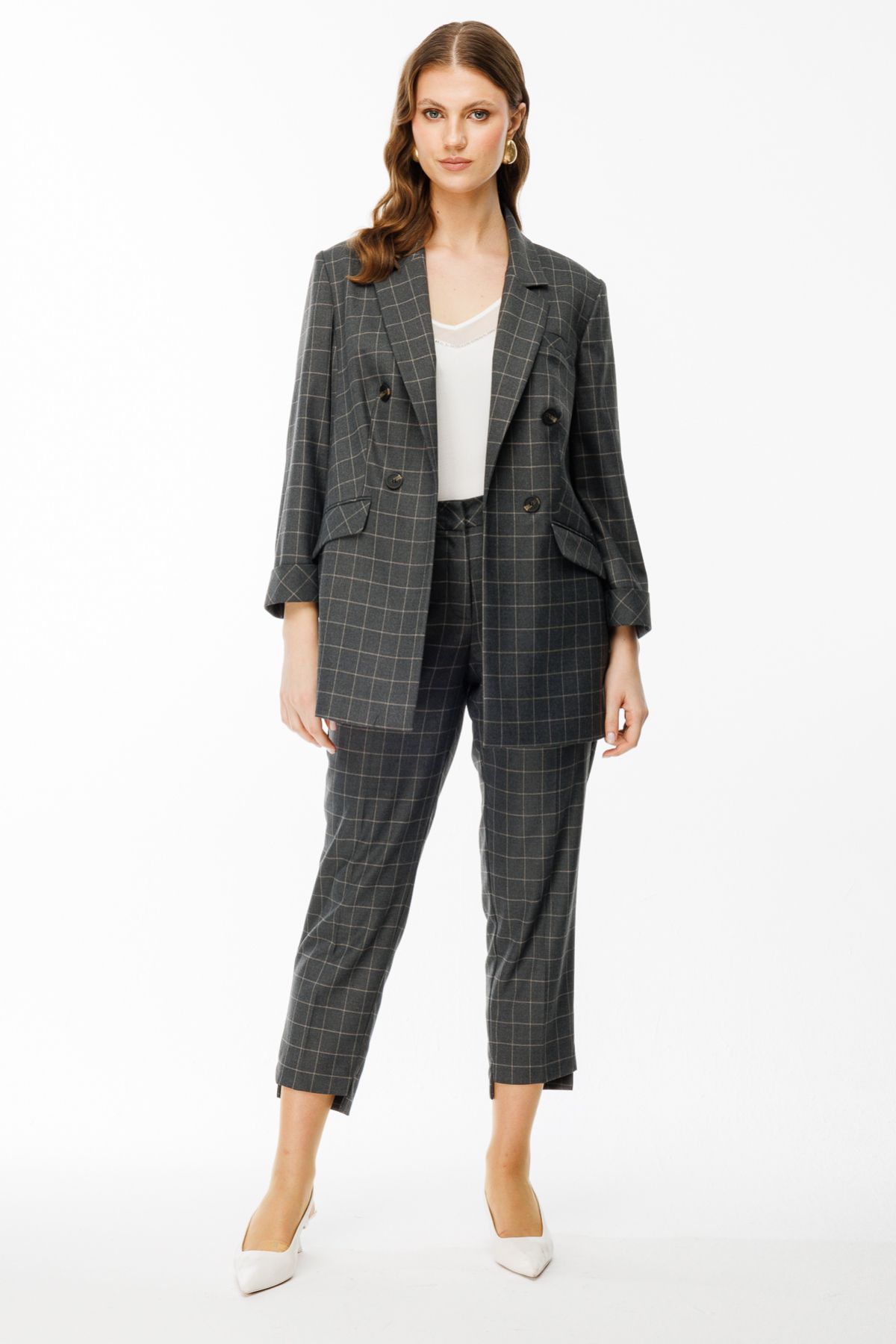 Ekol-Black Plaid Jacket - Button Detailed 5