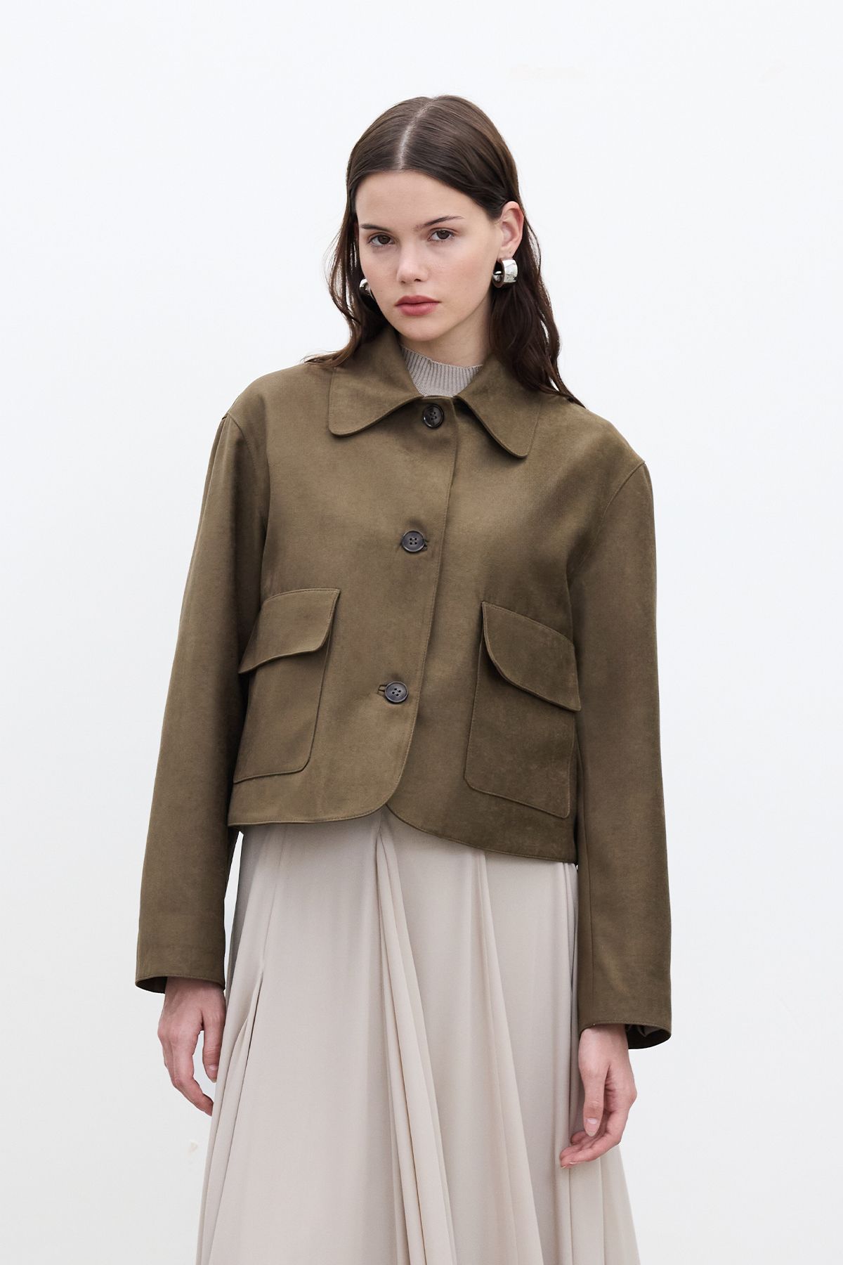 Manuka-Suede Short Jacket - Suni Khaki 3