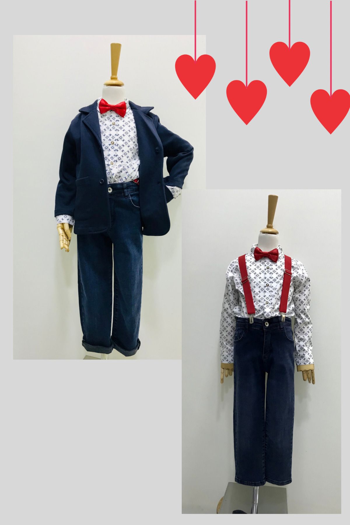 Çikoby-Boy's Navy Blue Jacket - Jean Trousers-Shirt Set 4