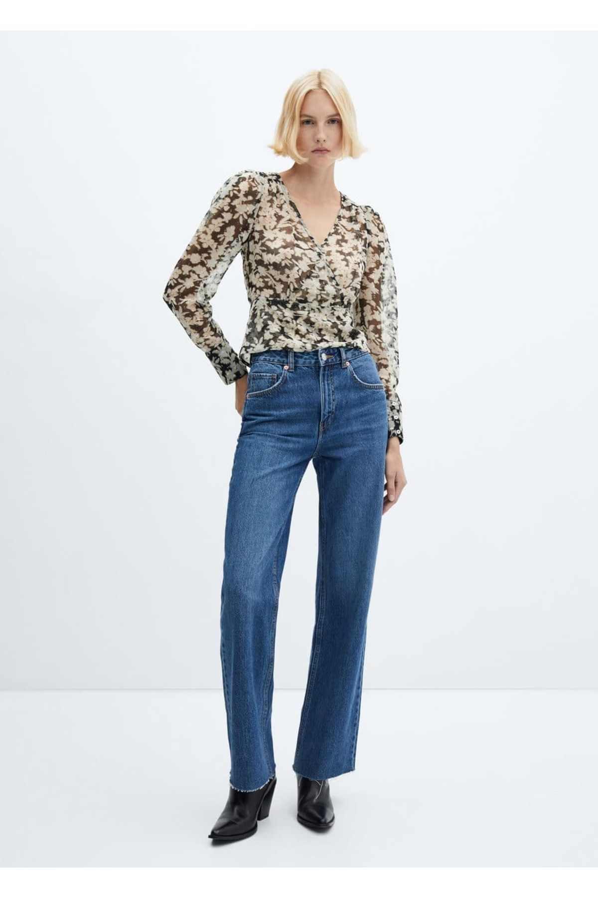 MANGO Woman-Floral printed wrap blouse 2