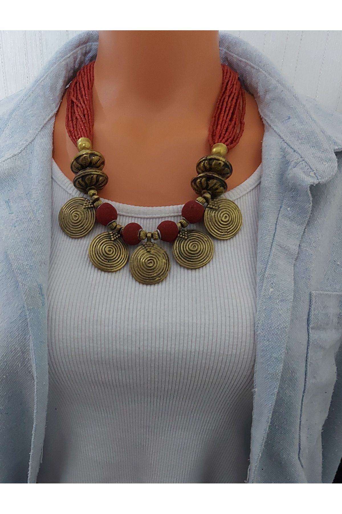 Nej-Necklace - Red - Bead 1