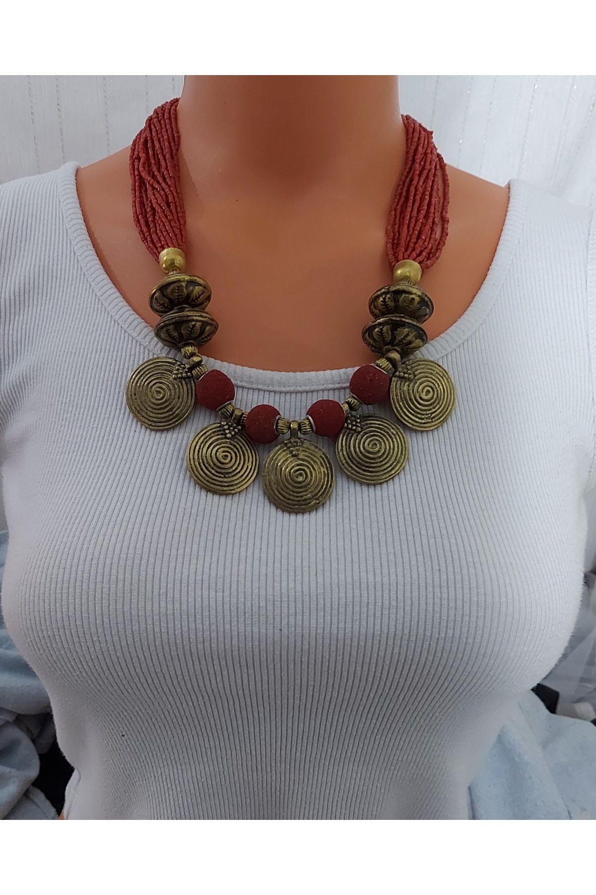 Nej-Necklace - Red - Bead 2