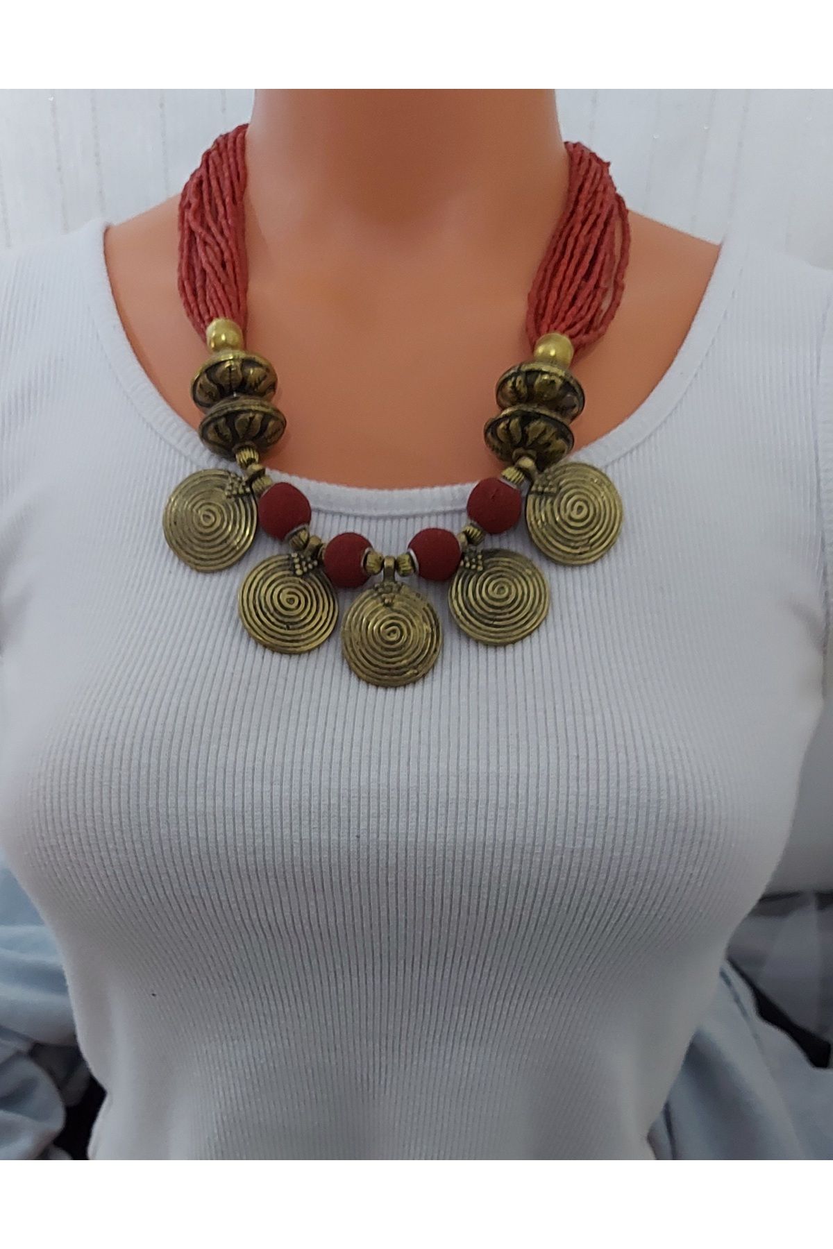 Nej-Necklace - Red - Bead 4