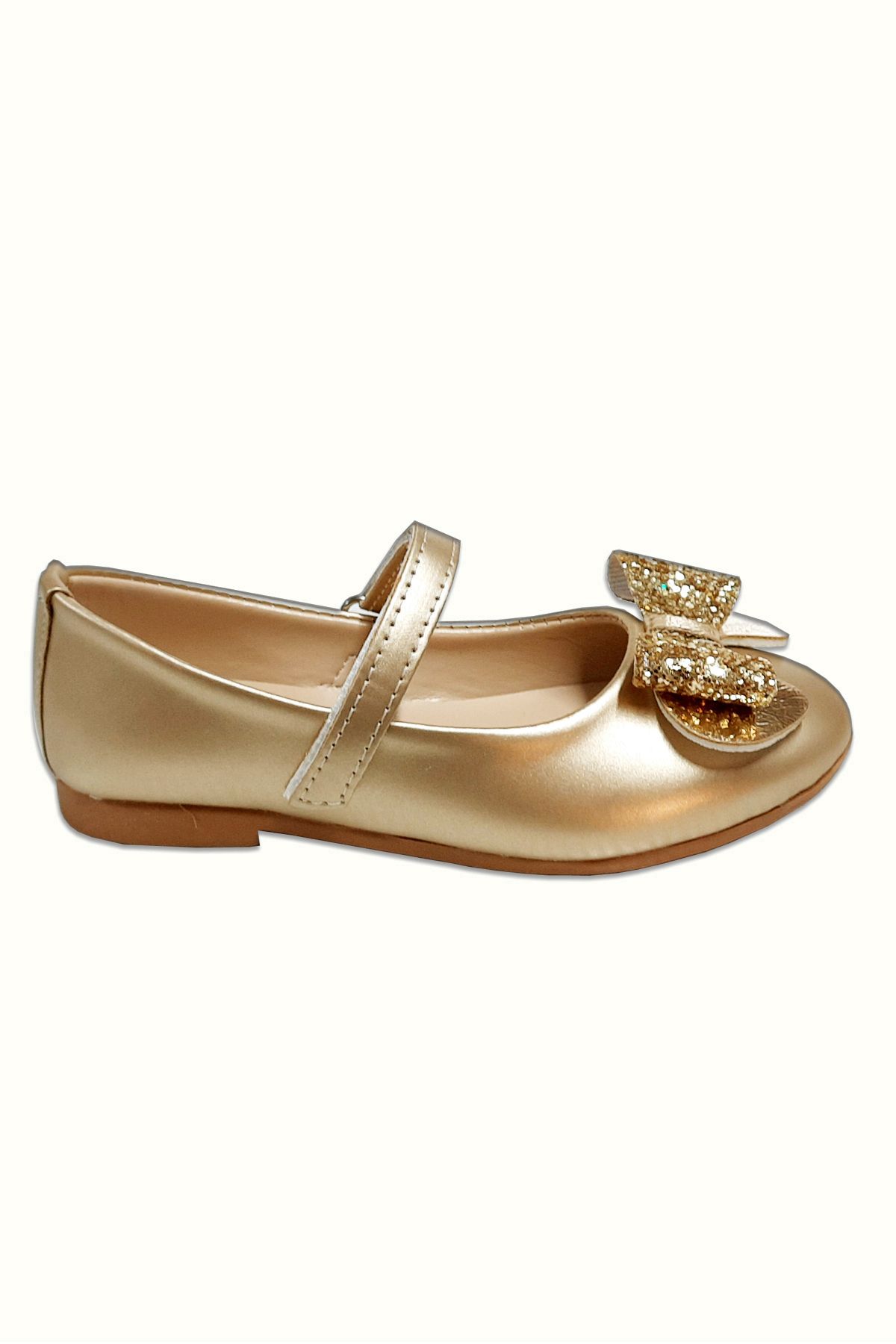 welissa-Gold Gold Sequin Bow Girls' Ballerinas 2