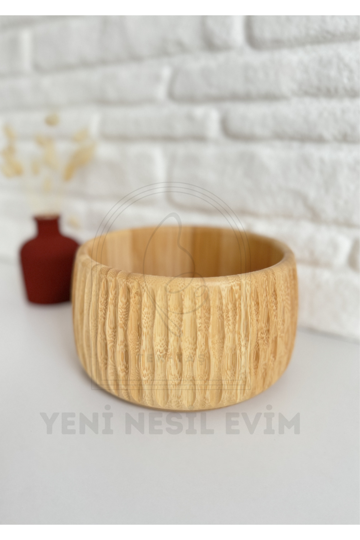 Doğal Desenli Bambu Çerez/Cips/Meyve/Meze/Ekmek/Salata Kasesi Bowl Karıştırma Kabı Kasesi 10*17 cm