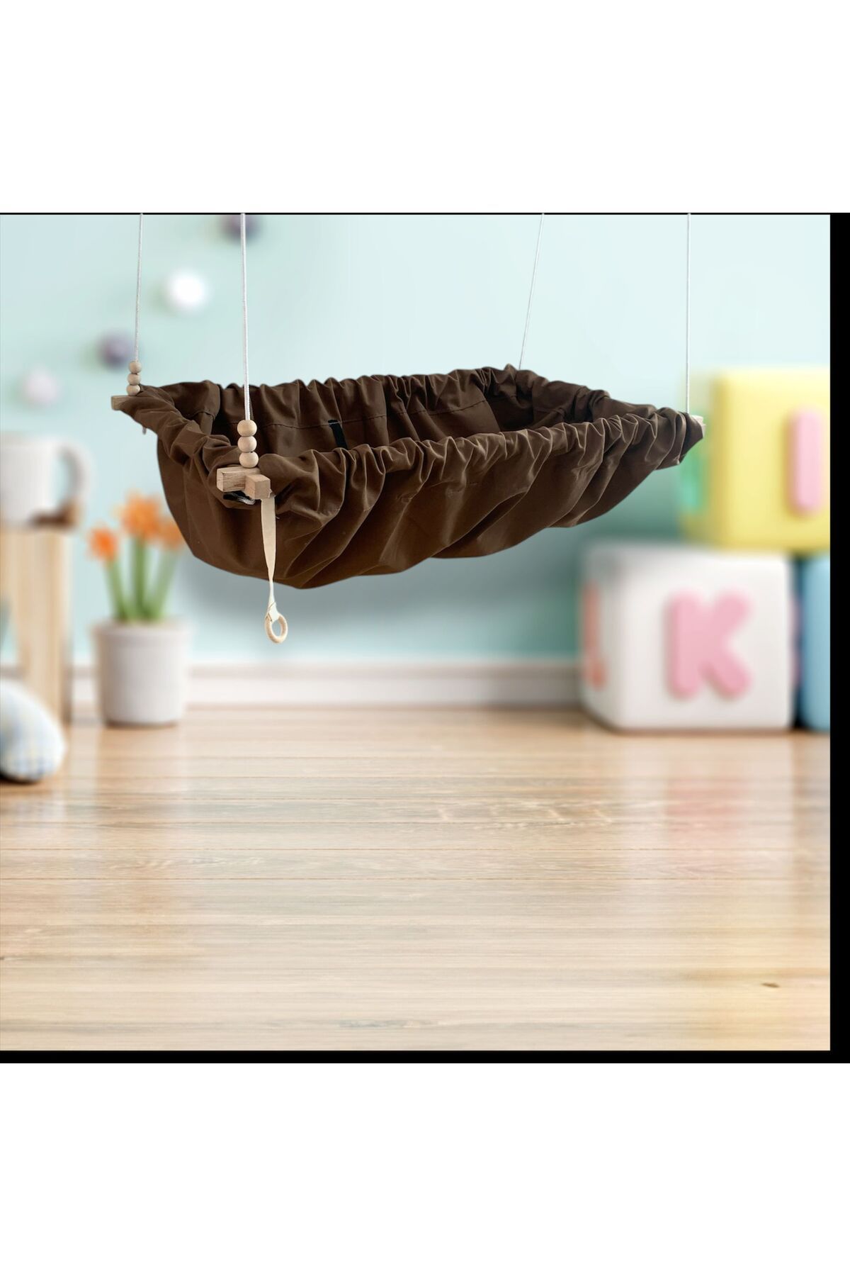 Bila Baby Organik Bebek Hamak  Tavana Asılan Beşik Salıncak Bebek Yatağı Çift İp