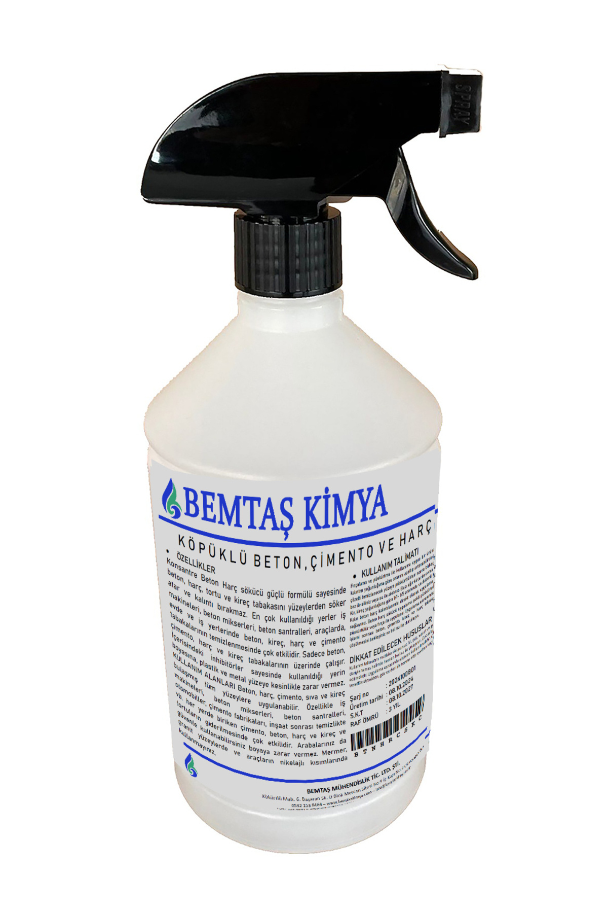 BEMTAŞ KİMYA KUVVETLİ FORM BETON HARÇ ÇİMENTO KİREÇ SÖKÜCÜ - KÖPÜKLÜ KUVVETLİ YAPI- EXTRA ETKİLİ