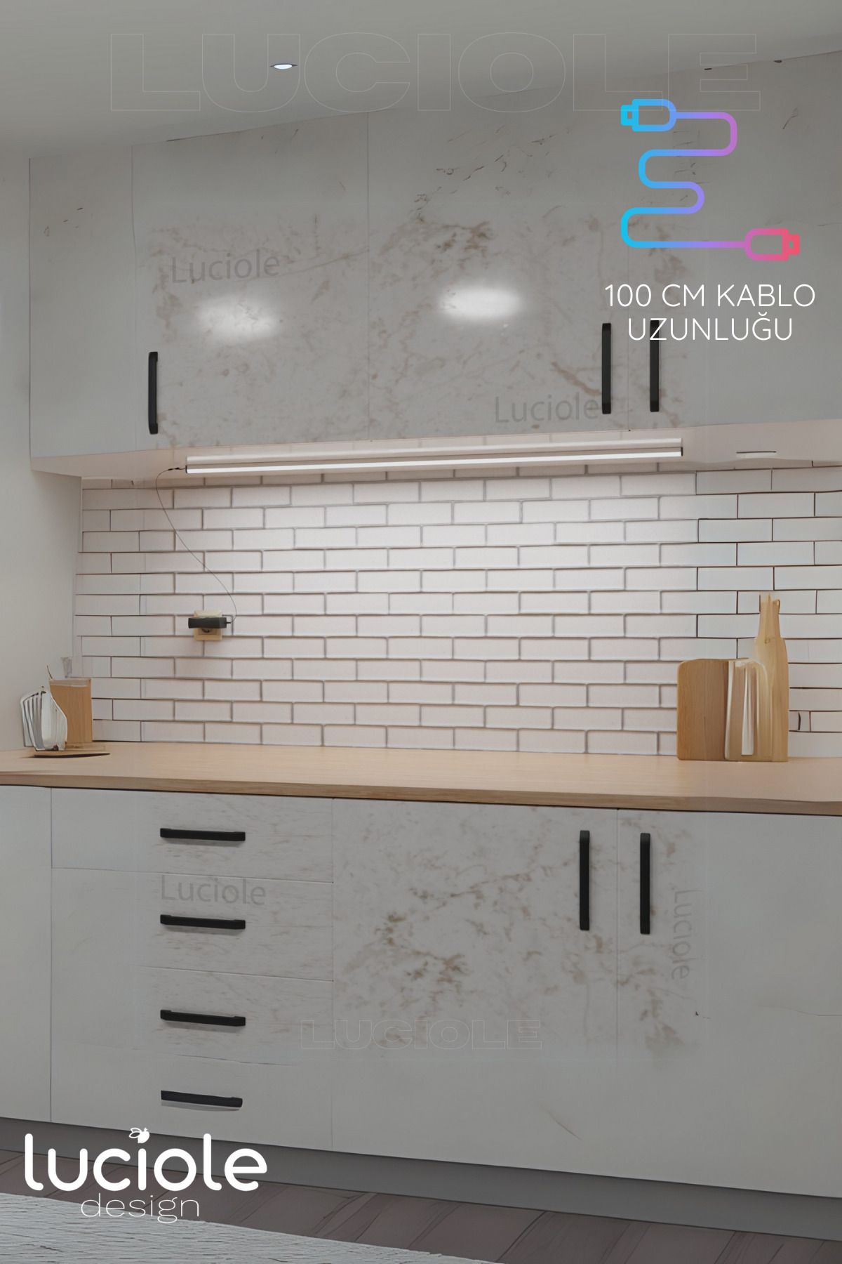 luciole-1 Meter White Adhesive Led Light Bar - Kitchen under Counter, Open Close - Floor Lamp Lbeyaz1 2