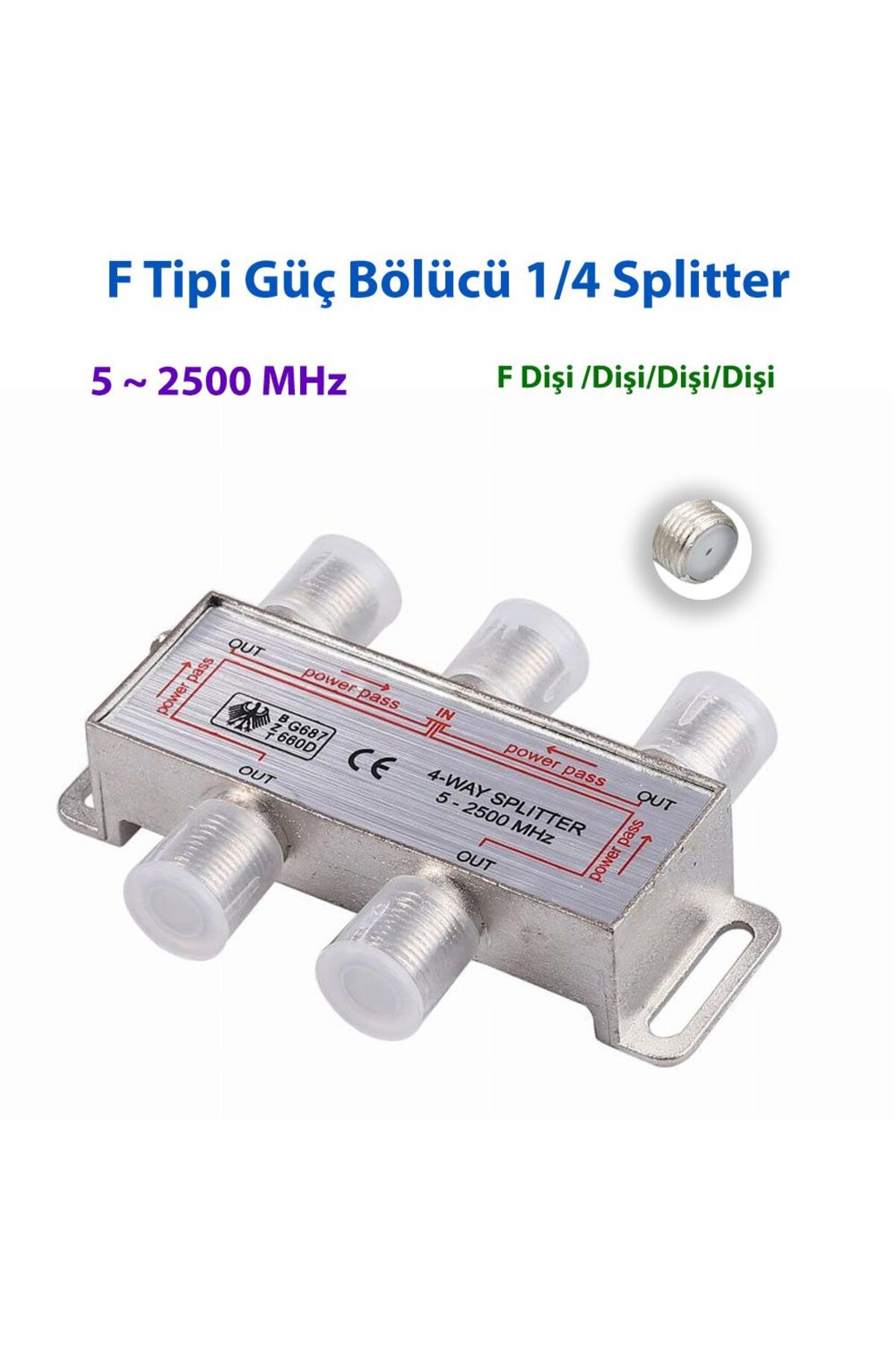 4'lü Splitter 5-2500mhz 1/4 Splitter 5-2500 Mhz Karasal Uydu Yayını Çoğaltıcı 1 Giriş 4 Çıkış