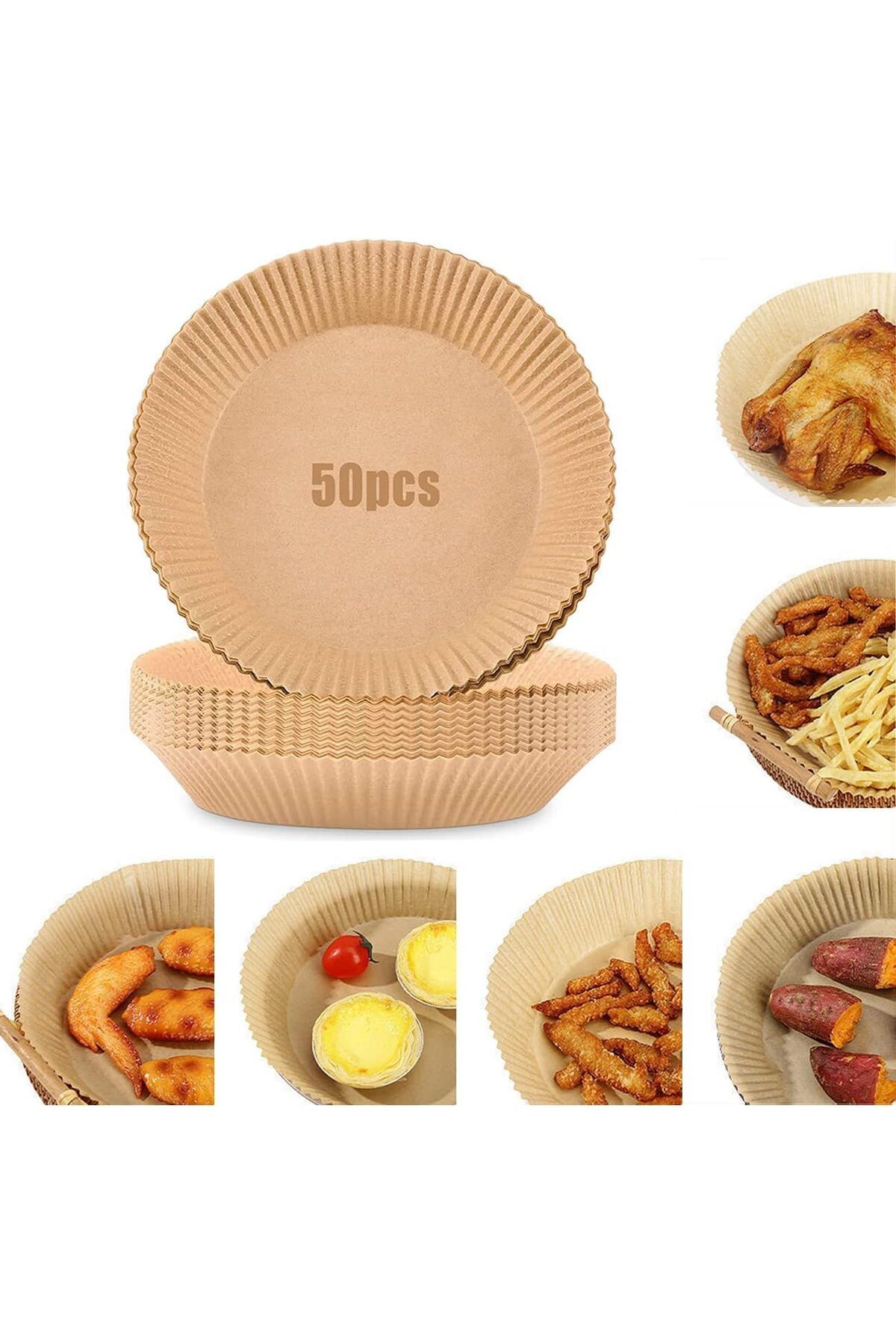 yenibagshop KURUMSAL Airfryer Pişirme Kağıdı, Fritöz Pişirme Kağıdı 50 Adet