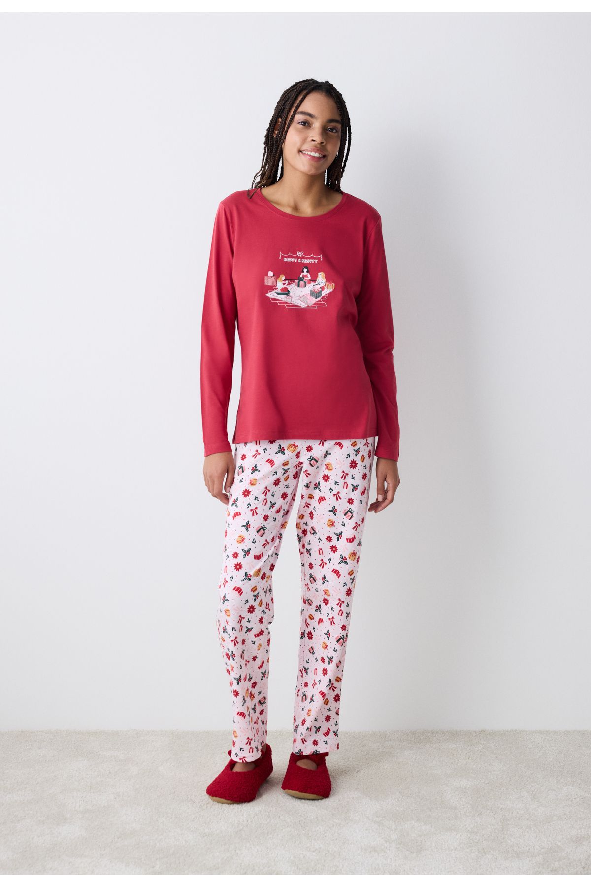 Penti-Happy&Merry Red Pants Pajama Set 1