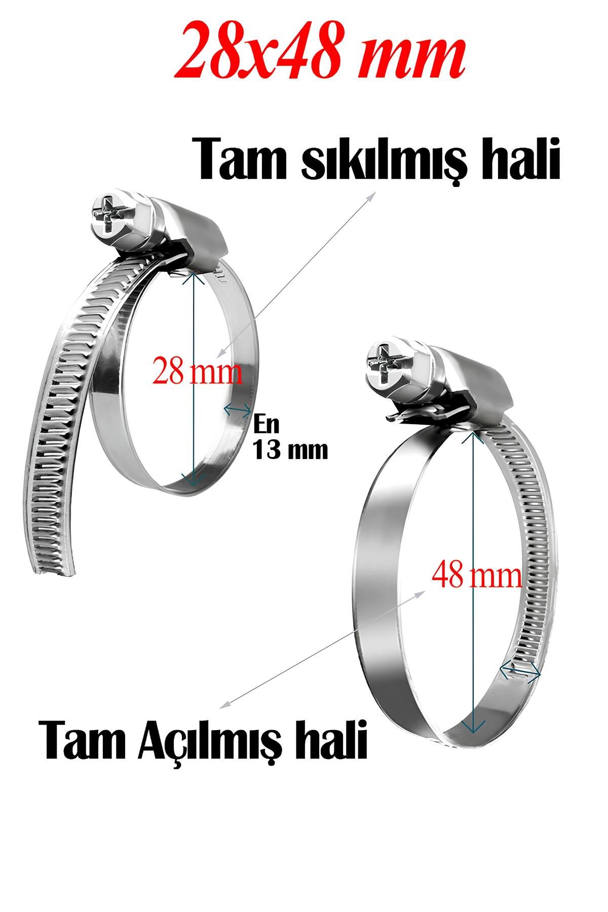 Badem10-28X48 mm Stainless Steel Pipe Hose Clamp - Adjustable Clip, 5 Pcs 2